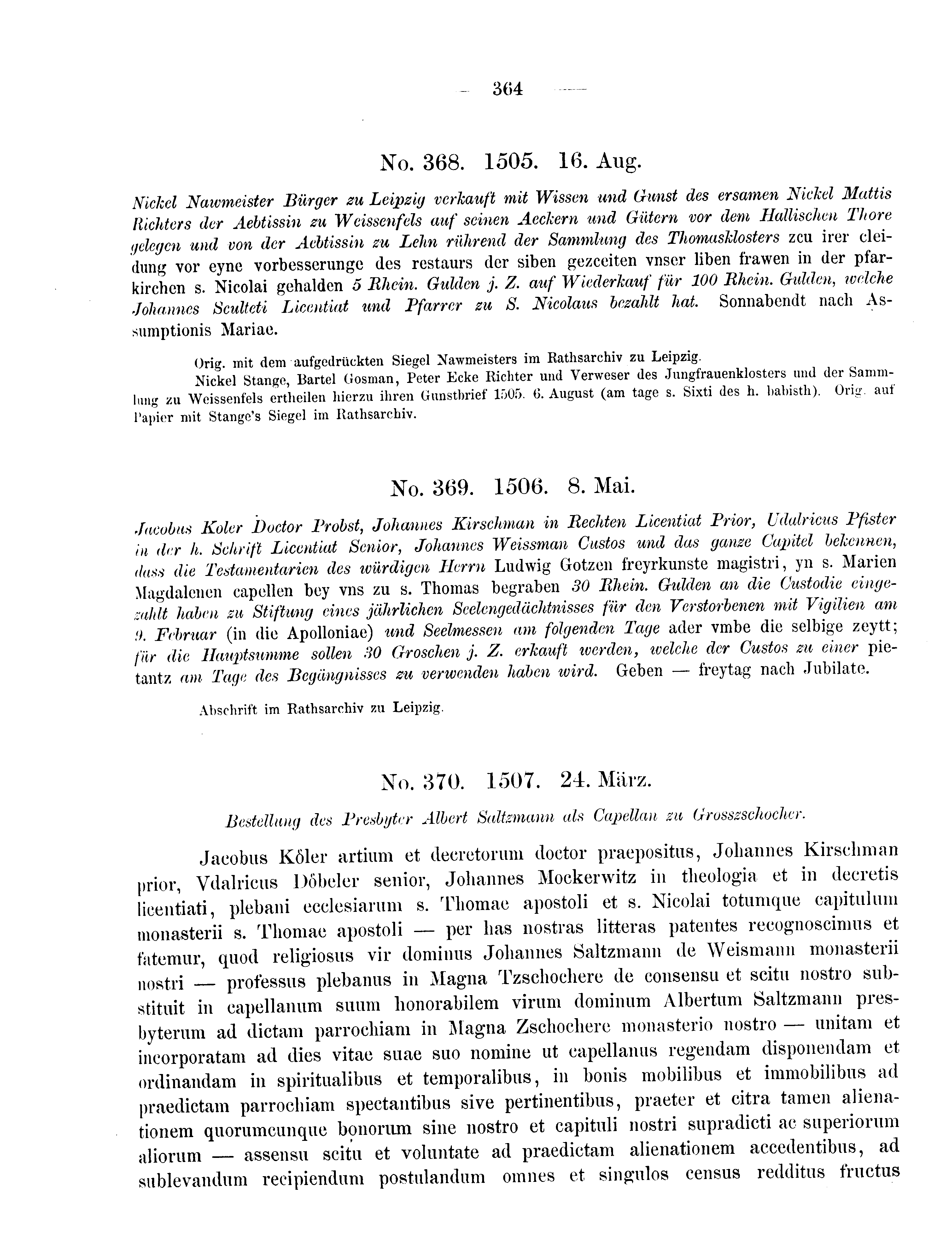 Historische Urkunde Seite 364 aus Band cds2_09