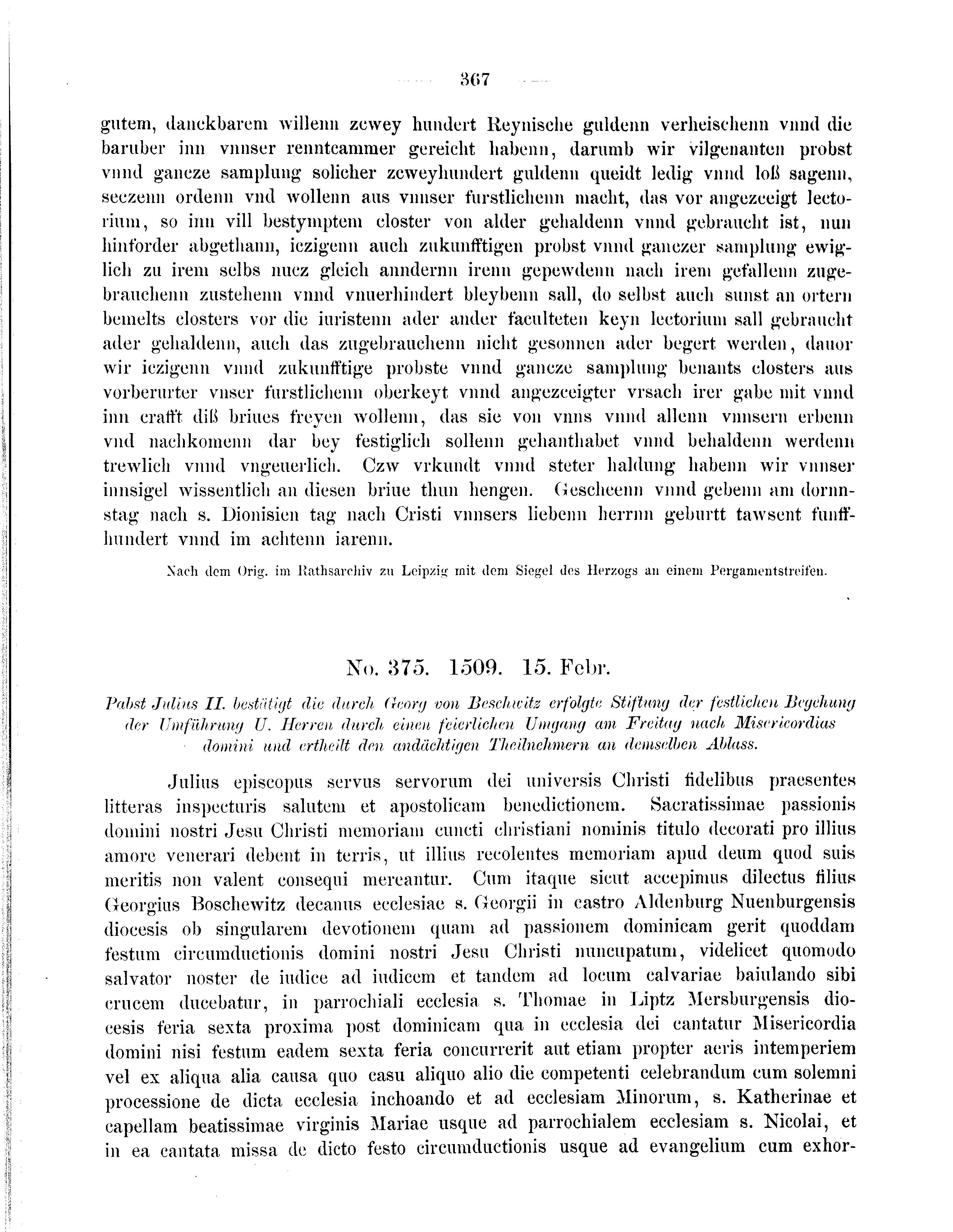 Historische Urkunde Seite 367 aus Band cds2_09