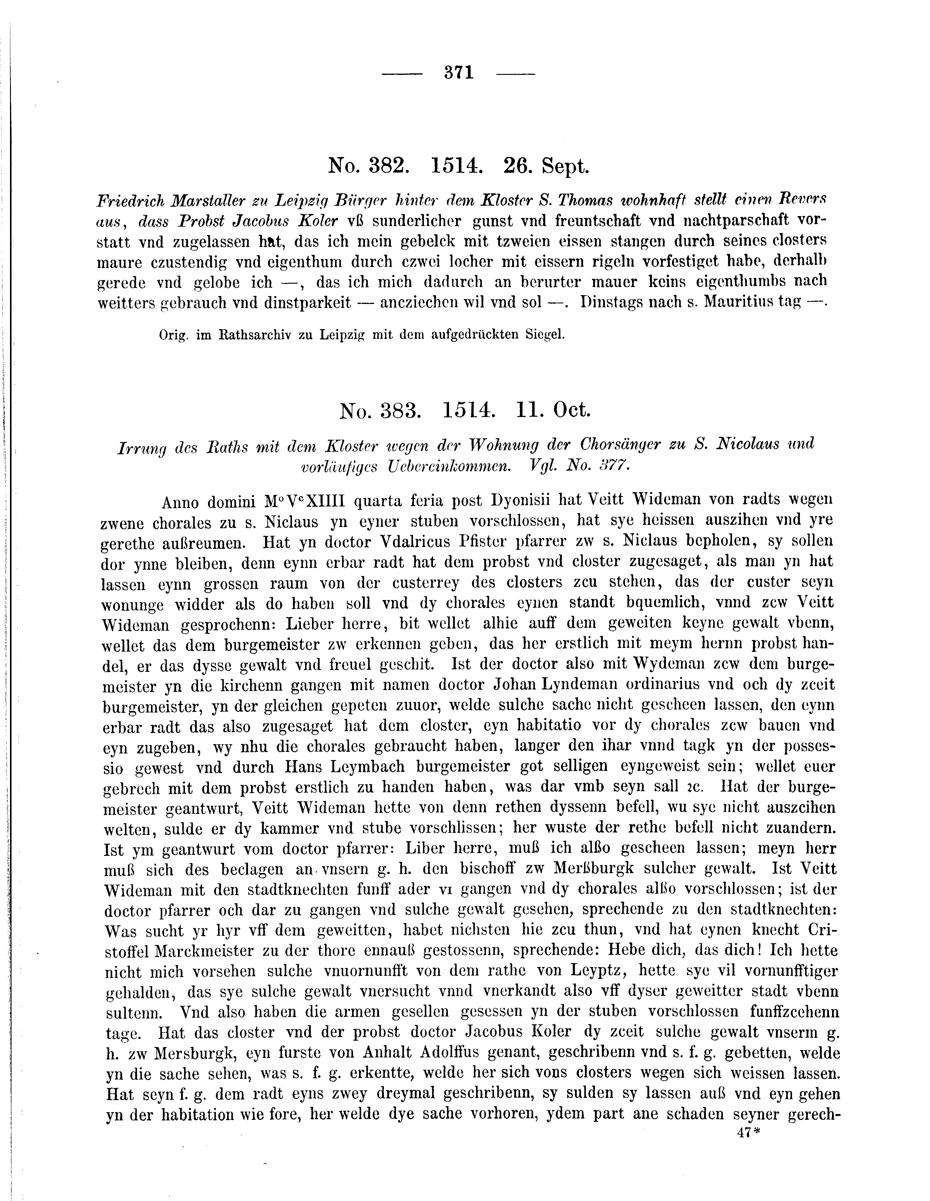 Historische Urkunde Seite 371 aus Band cds2_09