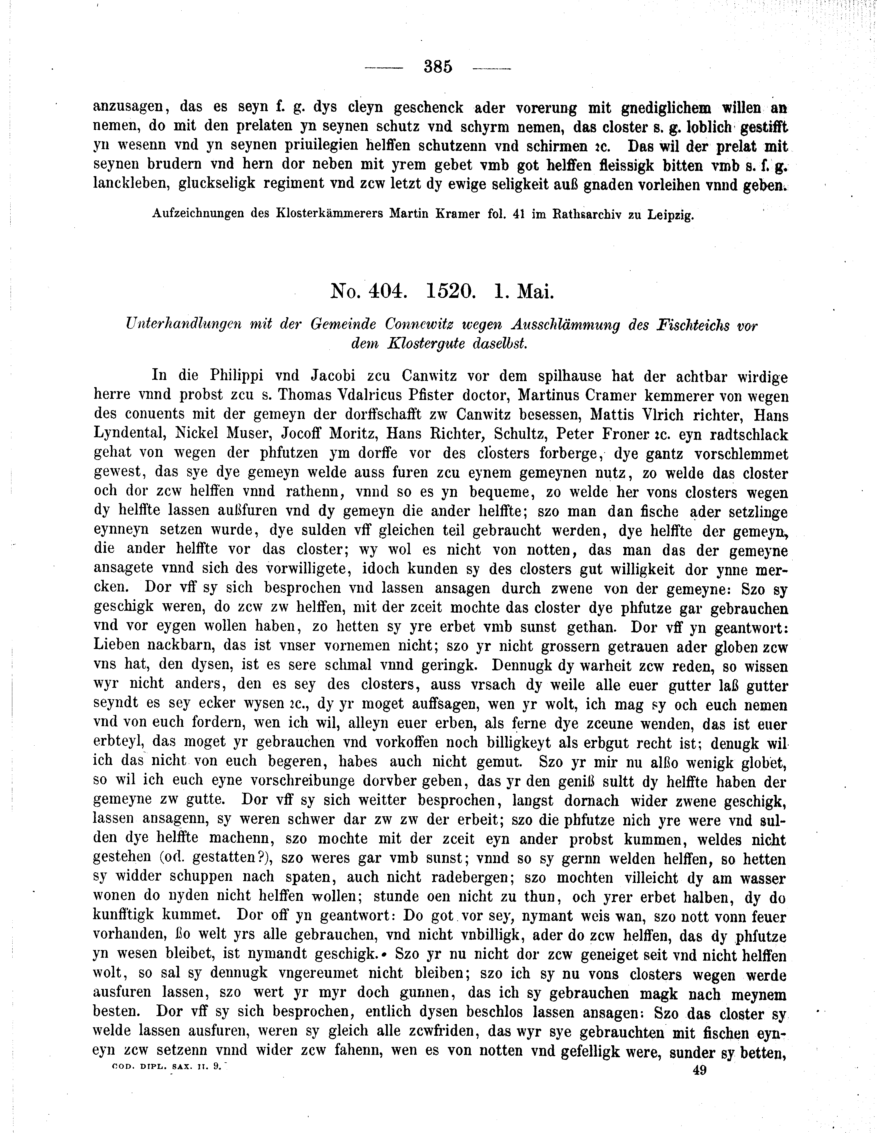 Historische Urkunde Seite 385 aus Band cds2_09