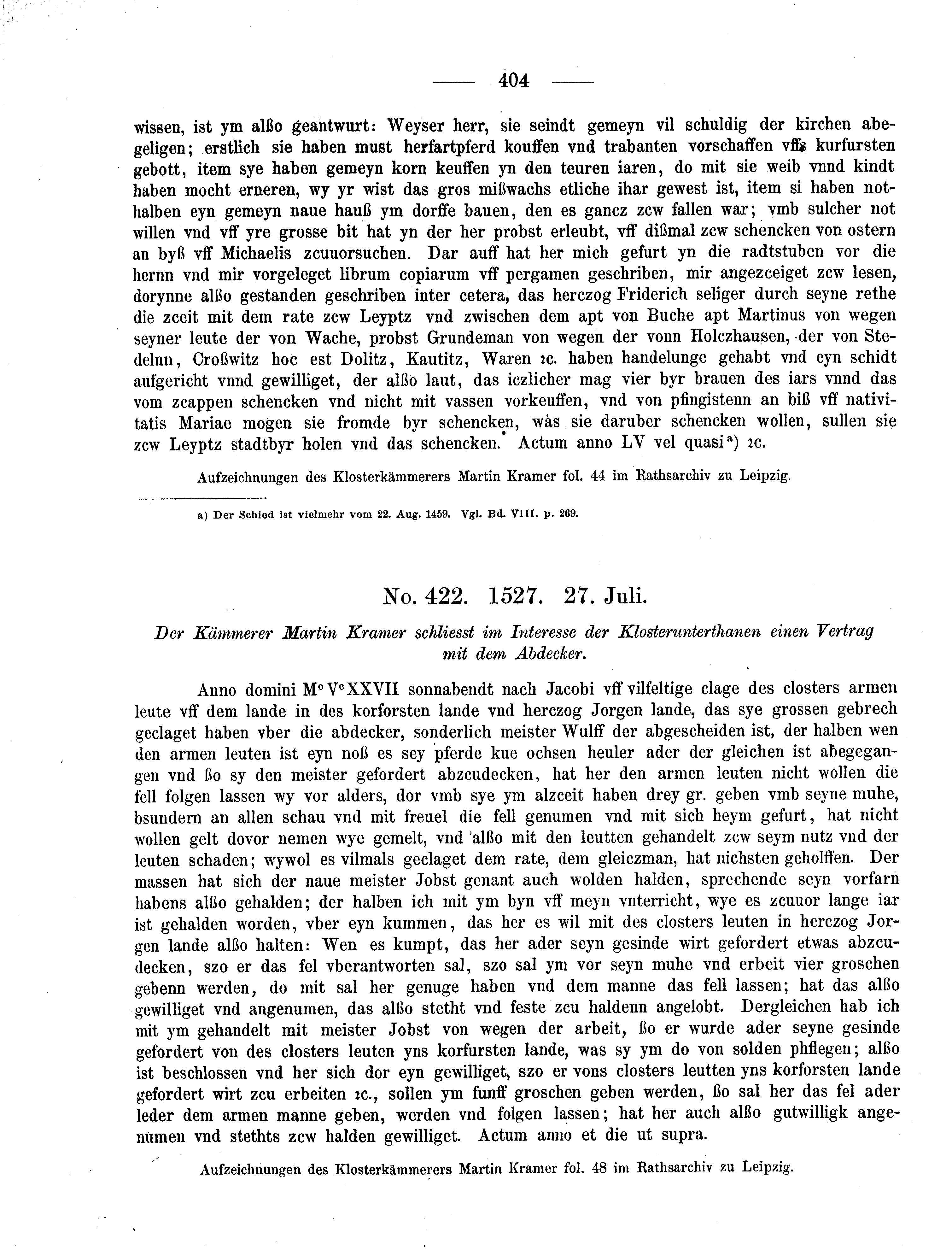 Historische Urkunde Seite 404 aus Band cds2_09