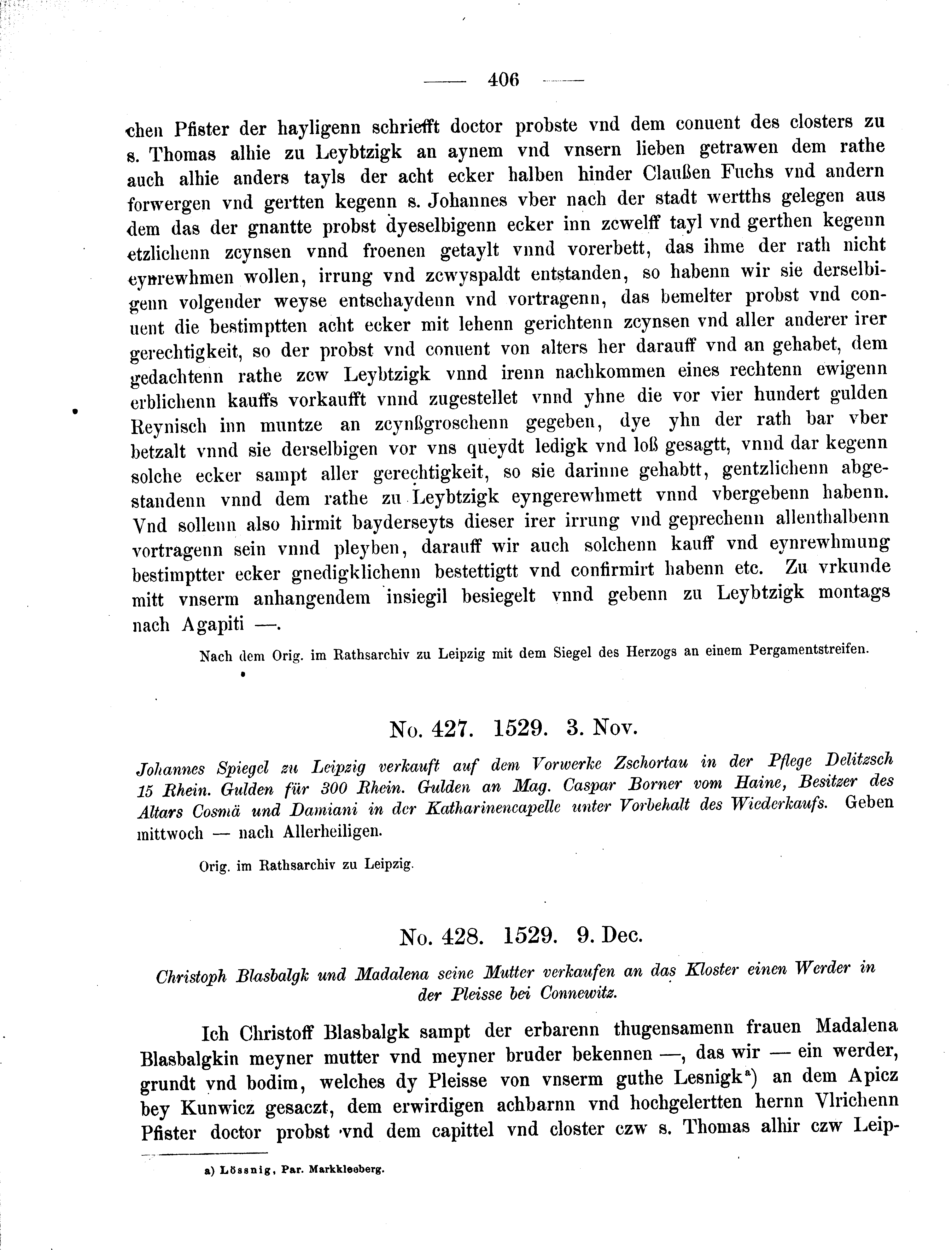 Historische Urkunde Seite 406 aus Band cds2_09