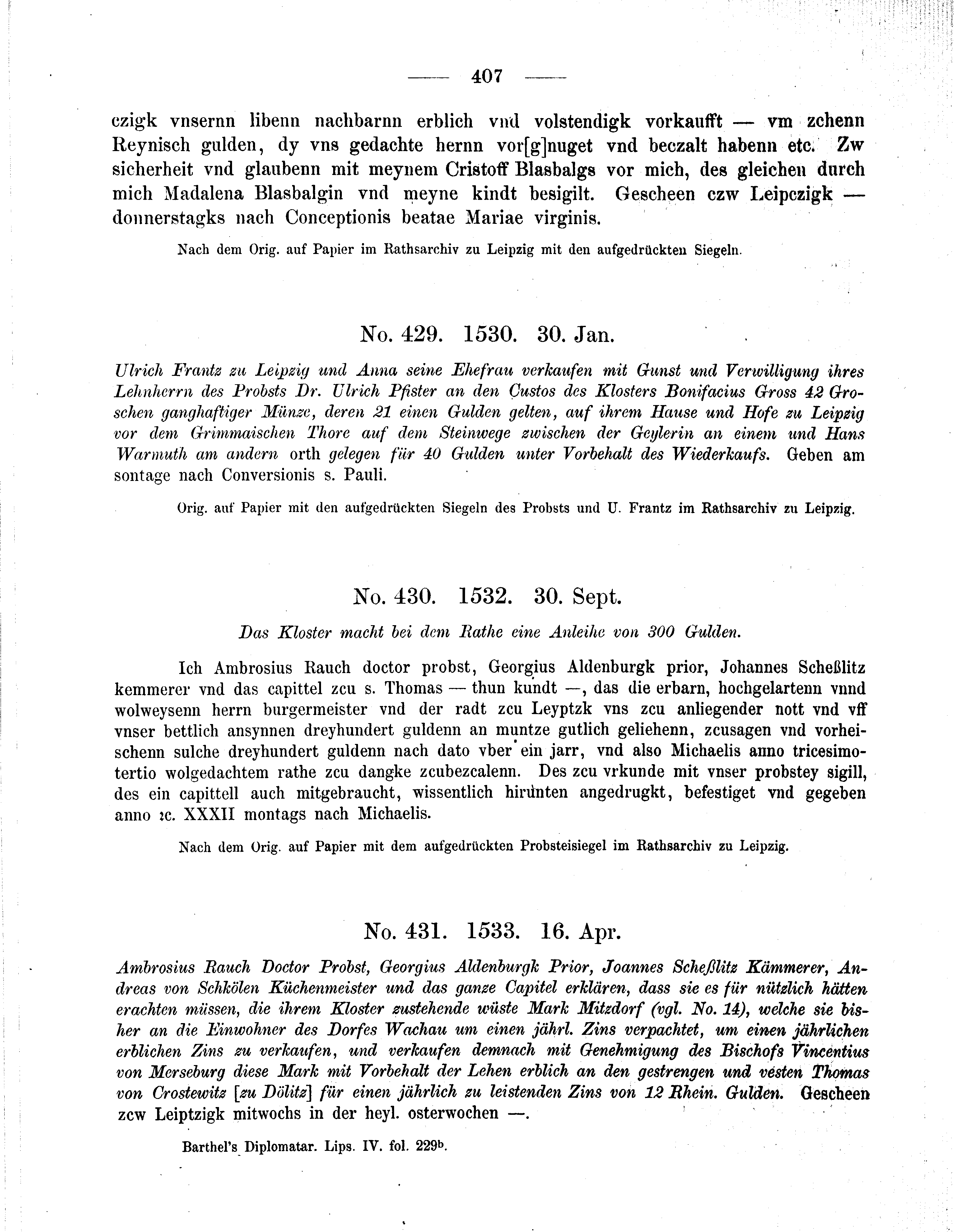 Historische Urkunde Seite 407 aus Band cds2_09