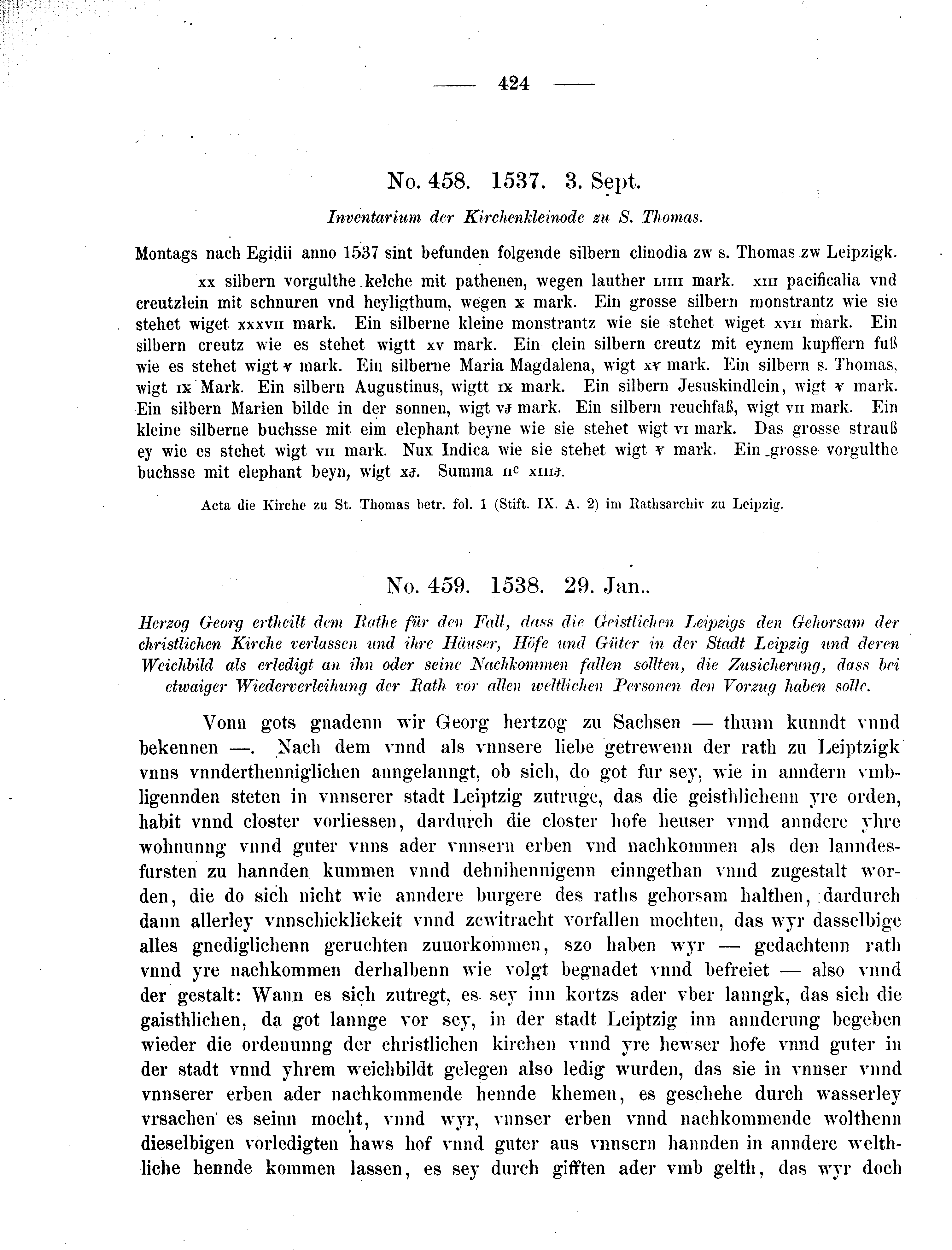 Historische Urkunde Seite 424 aus Band cds2_09