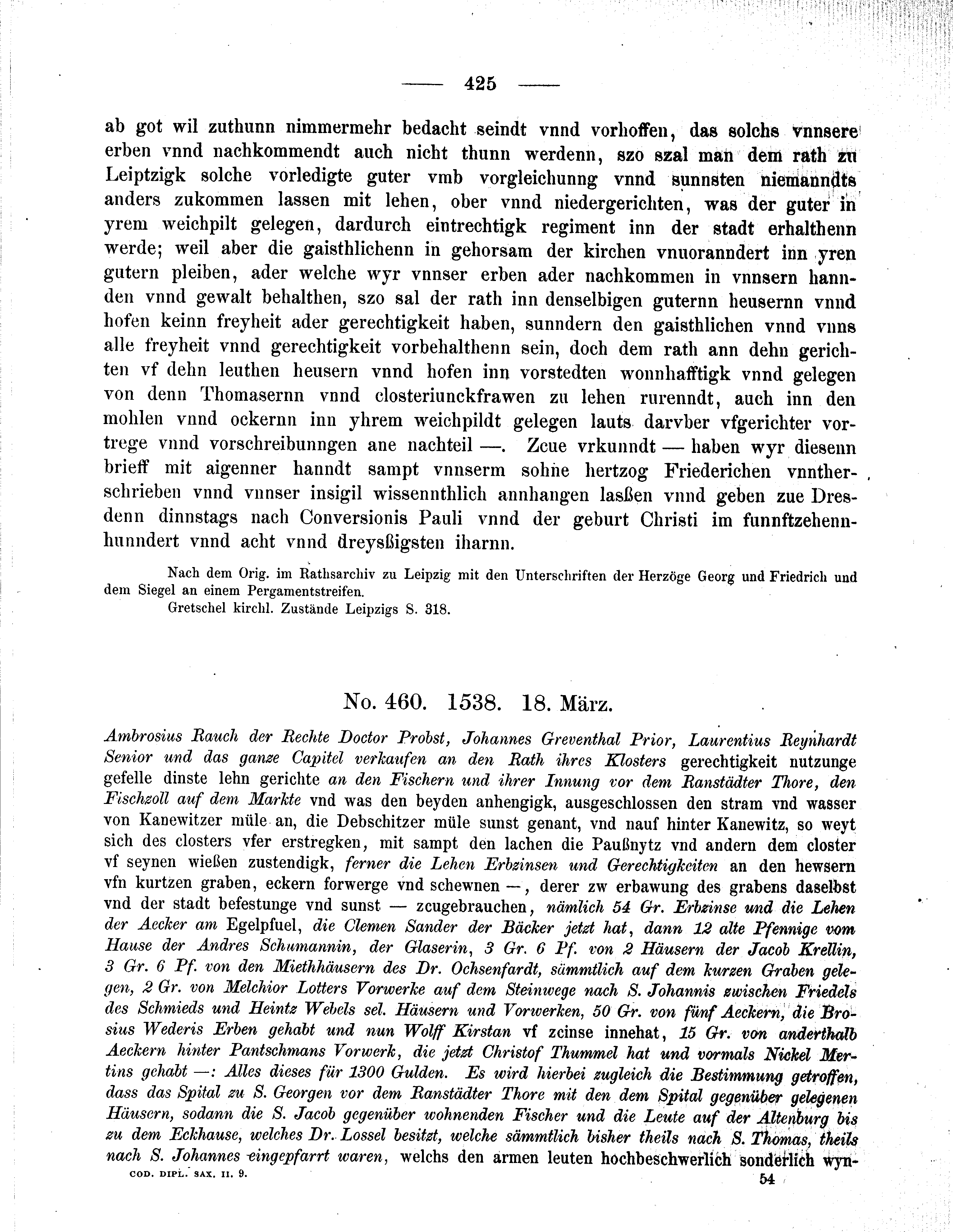 Historische Urkunde Seite 425 aus Band cds2_09