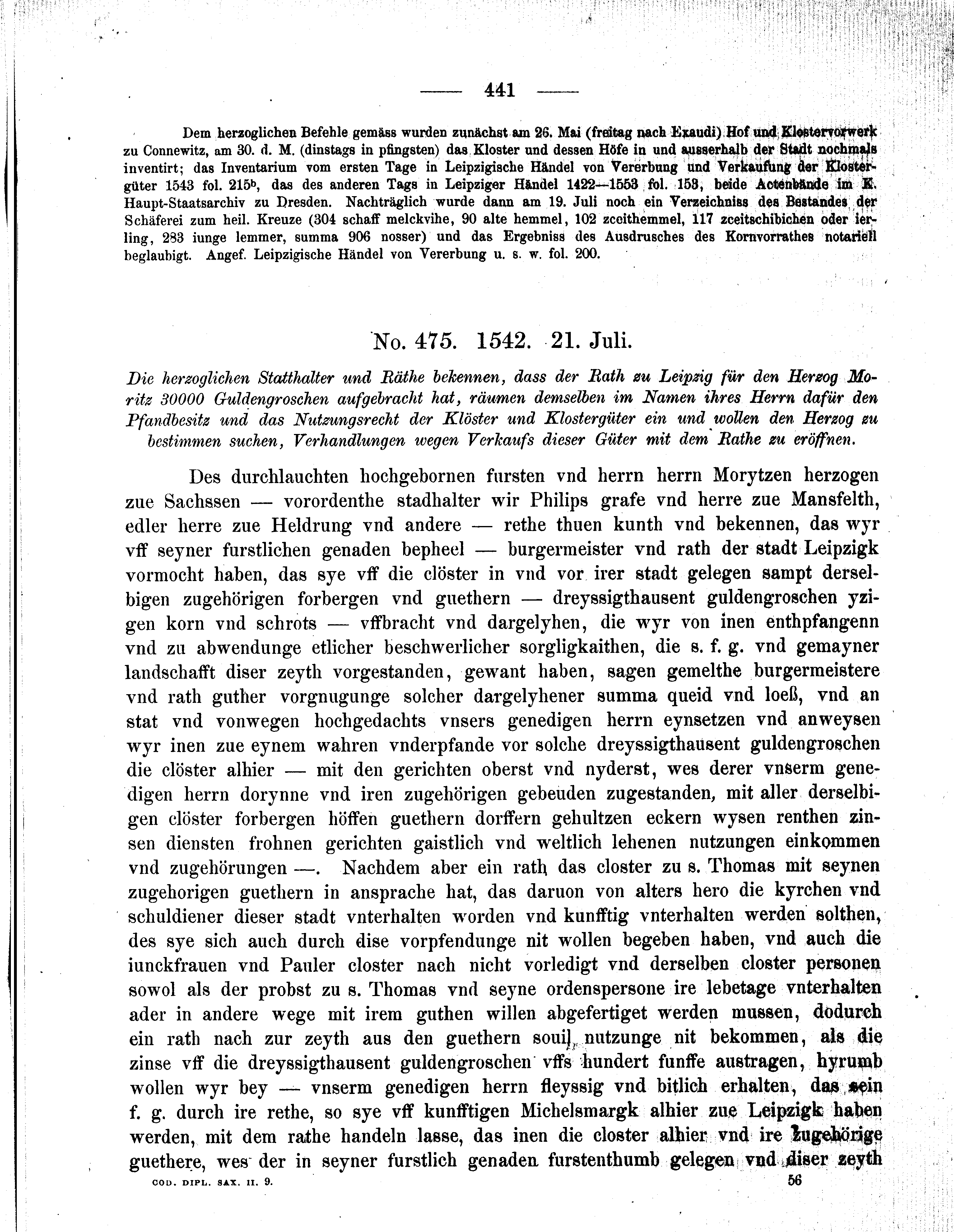 Historische Urkunde Seite 441 aus Band cds2_09