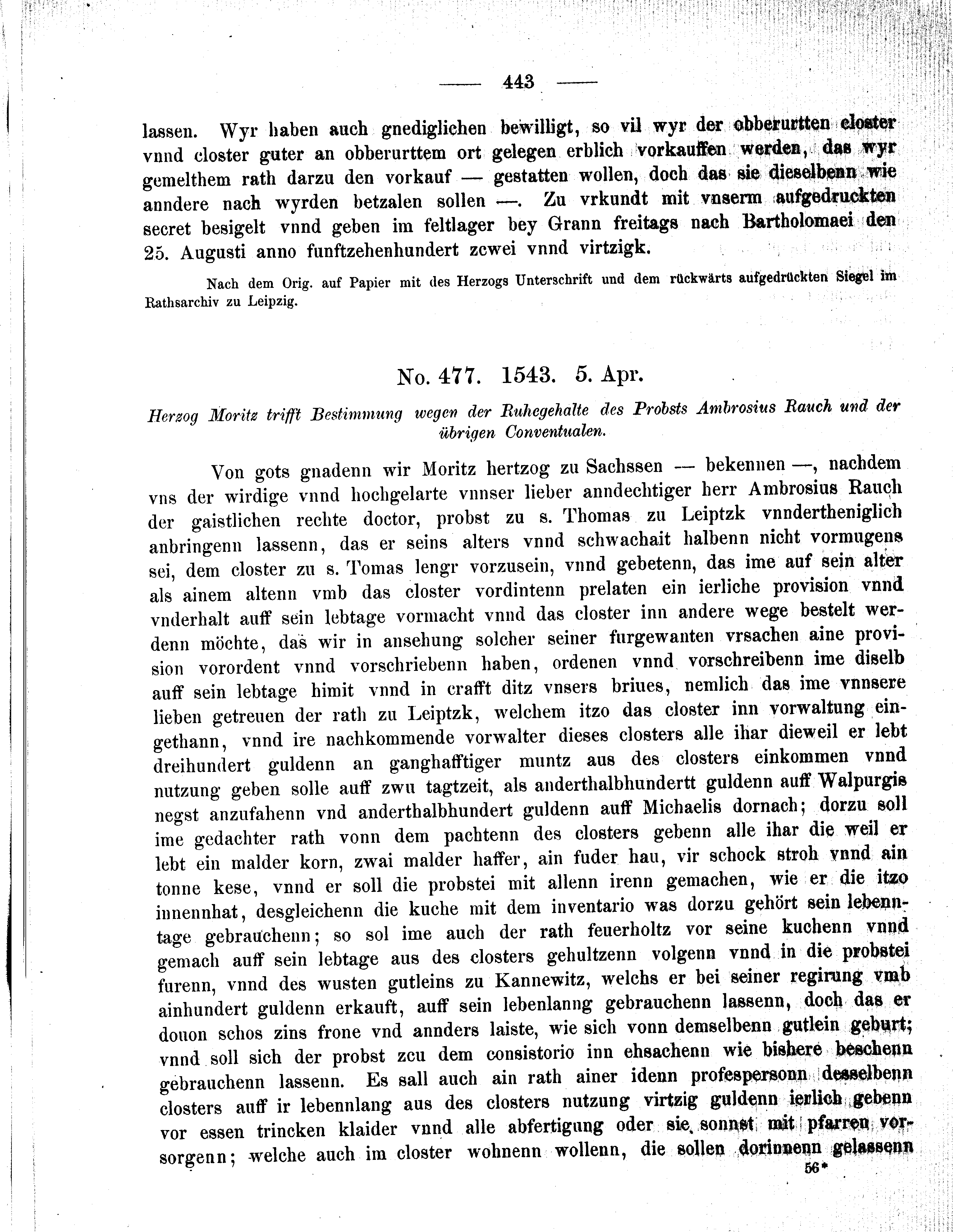 Historische Urkunde Seite 443 aus Band cds2_09