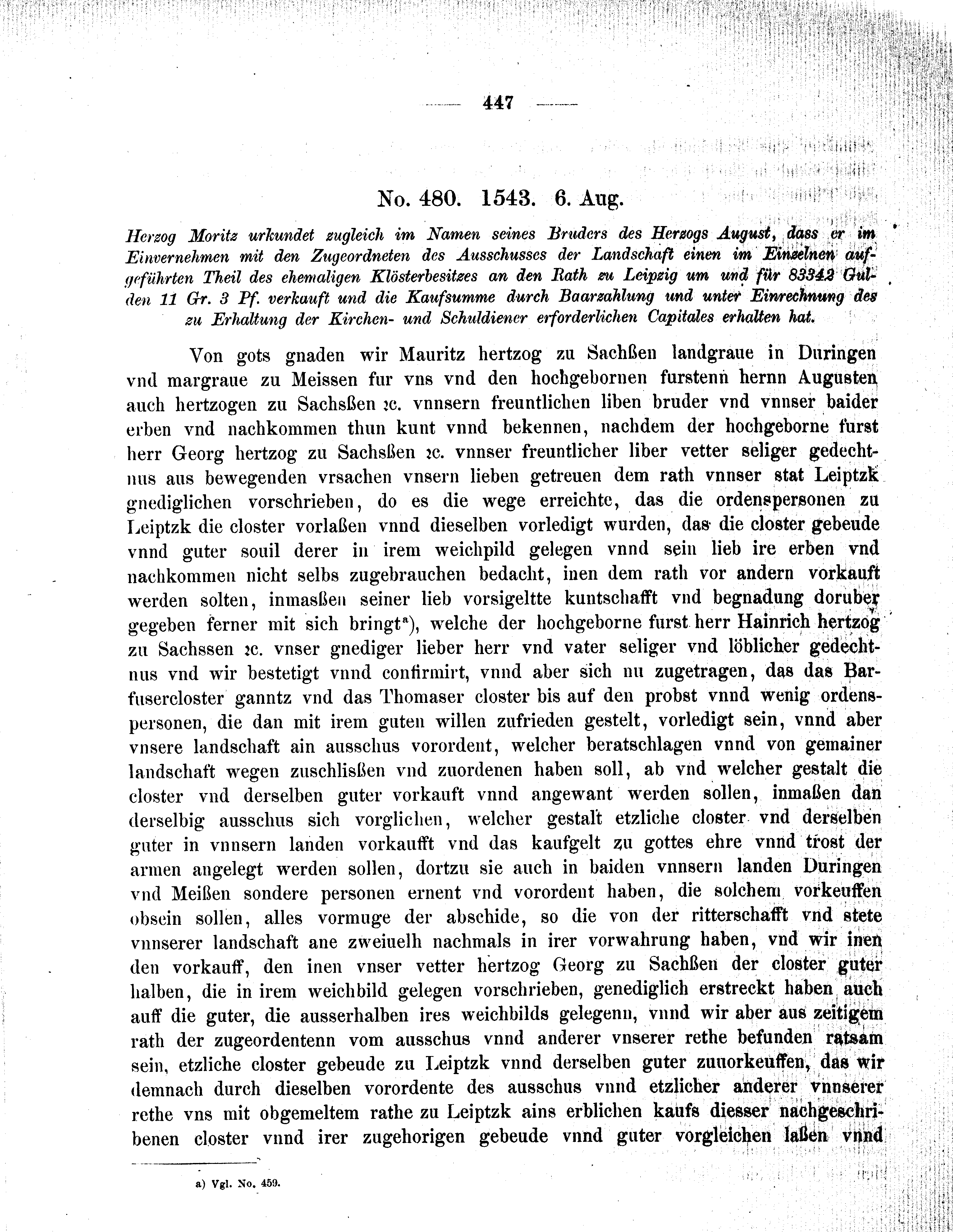 Historische Urkunde Seite 447 aus Band cds2_09