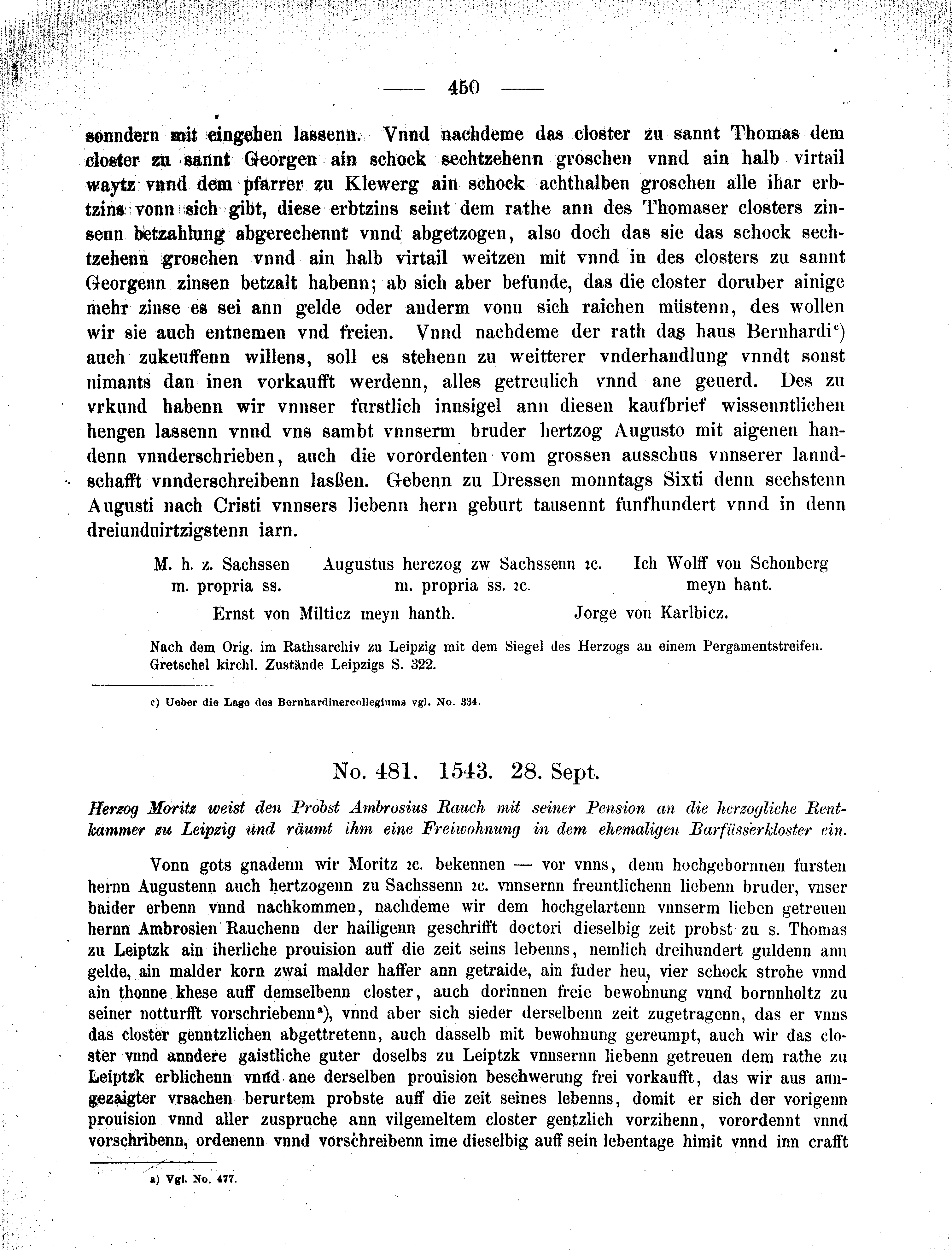 Historische Urkunde Seite 450 aus Band cds2_09