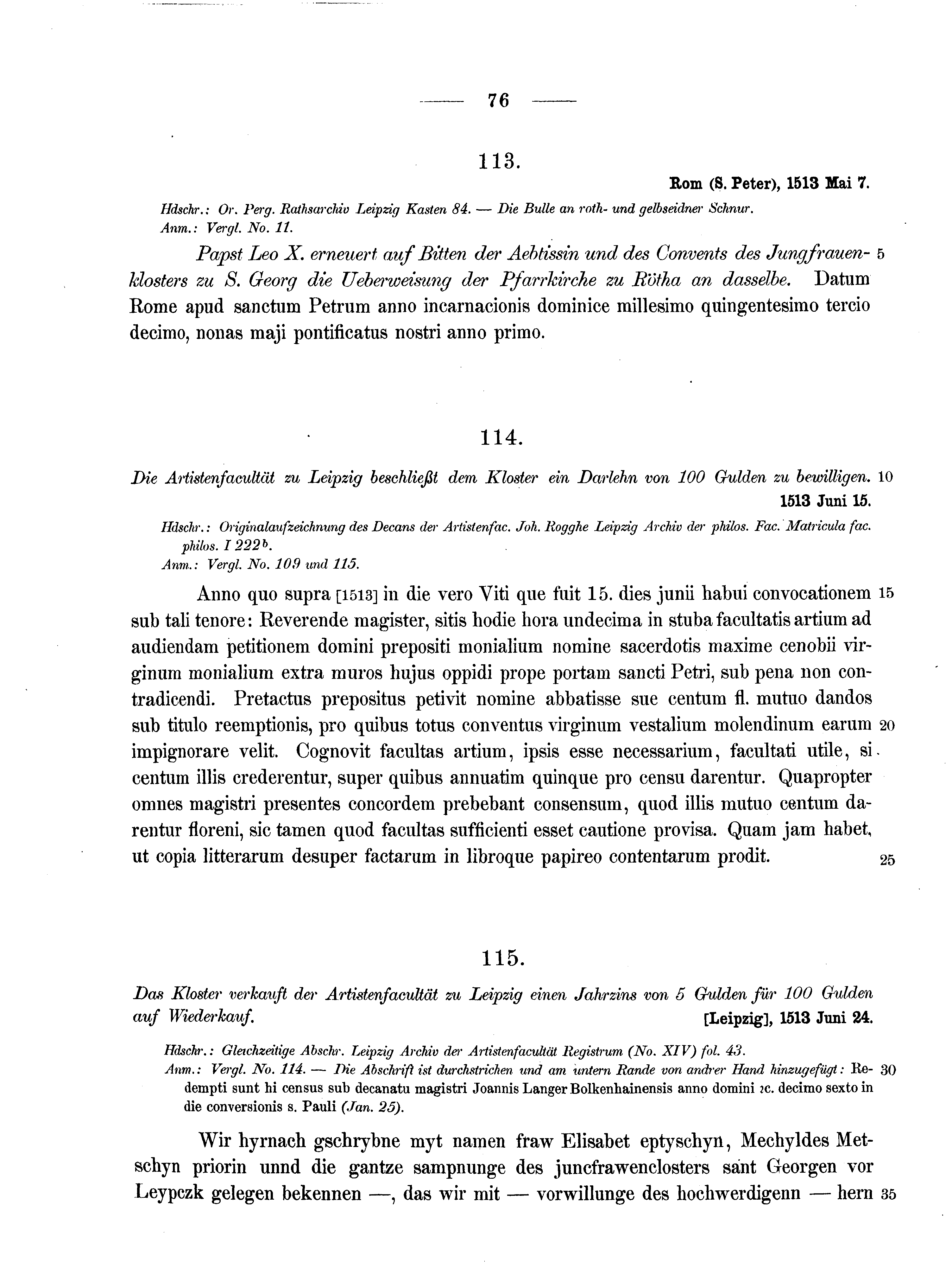 Historische Urkunde Seite 76 aus Band cds2_10