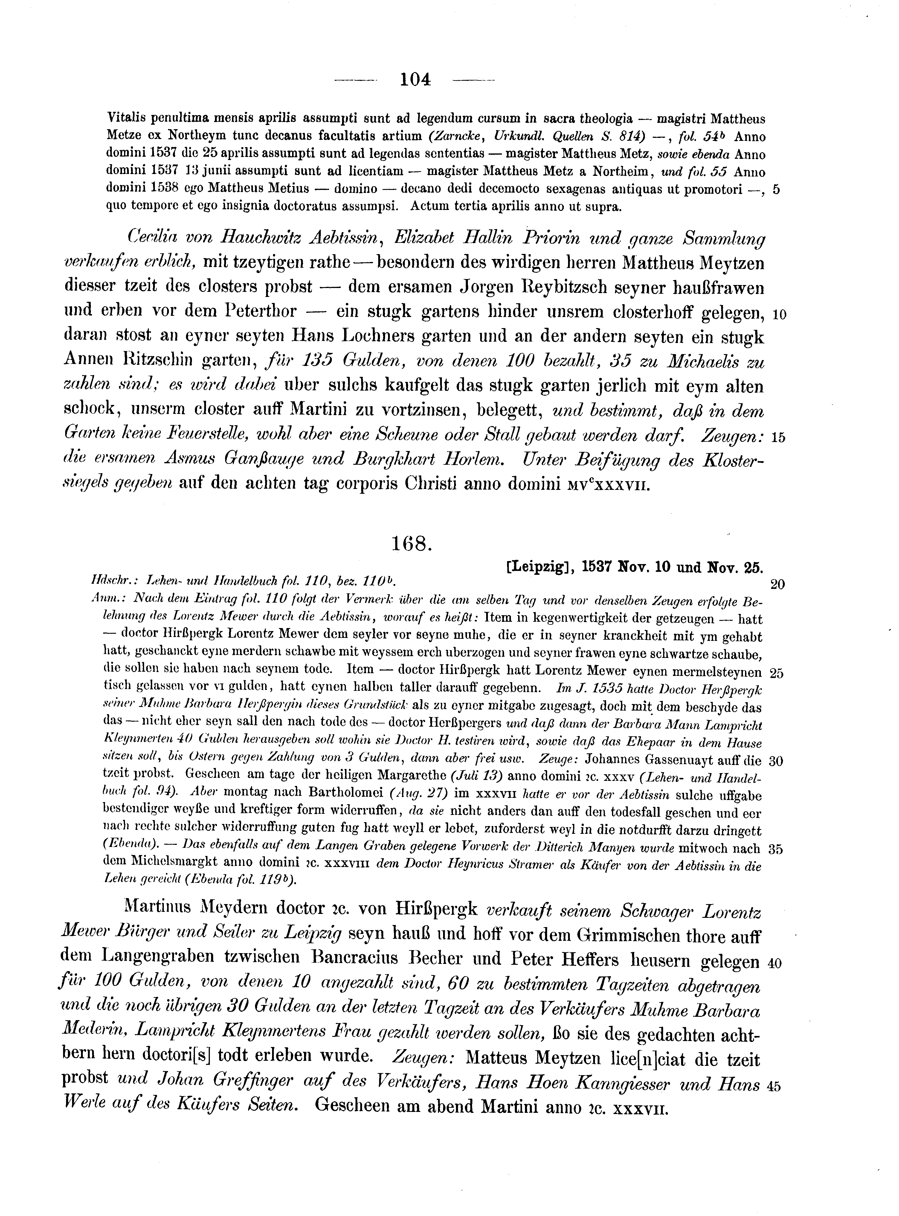Historische Urkunde Seite 104 aus Band cds2_10