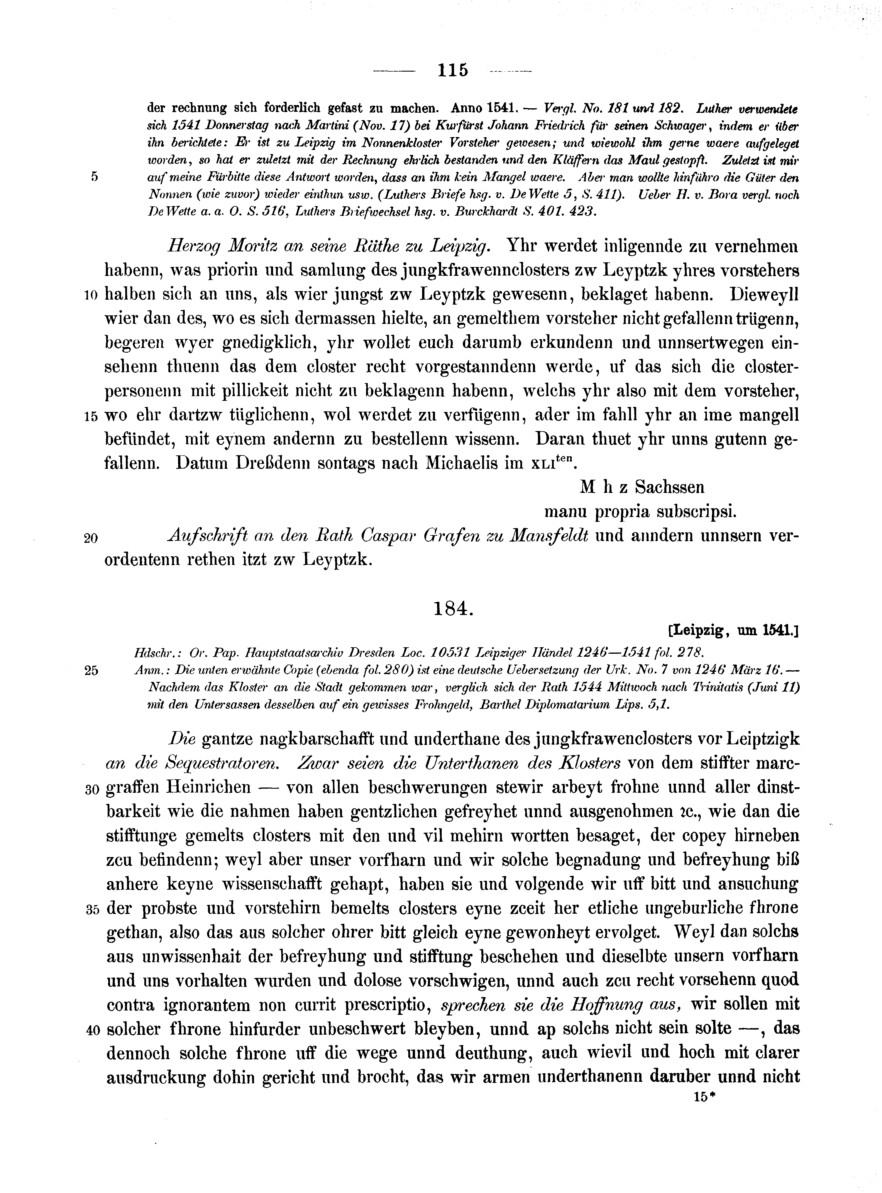 Historische Urkunde Seite 115 aus Band cds2_10