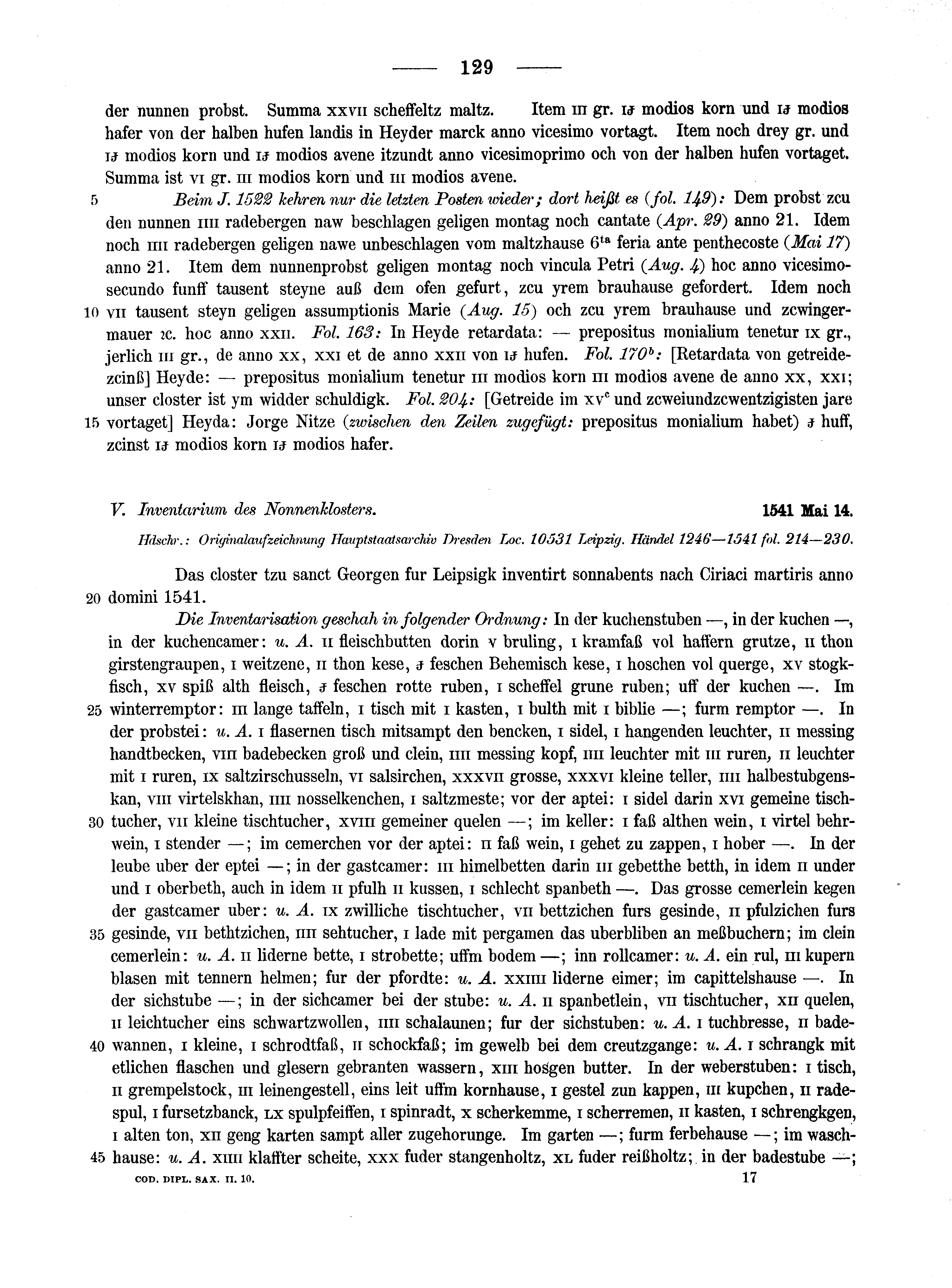 Historische Urkunde Seite 129 aus Band cds2_10