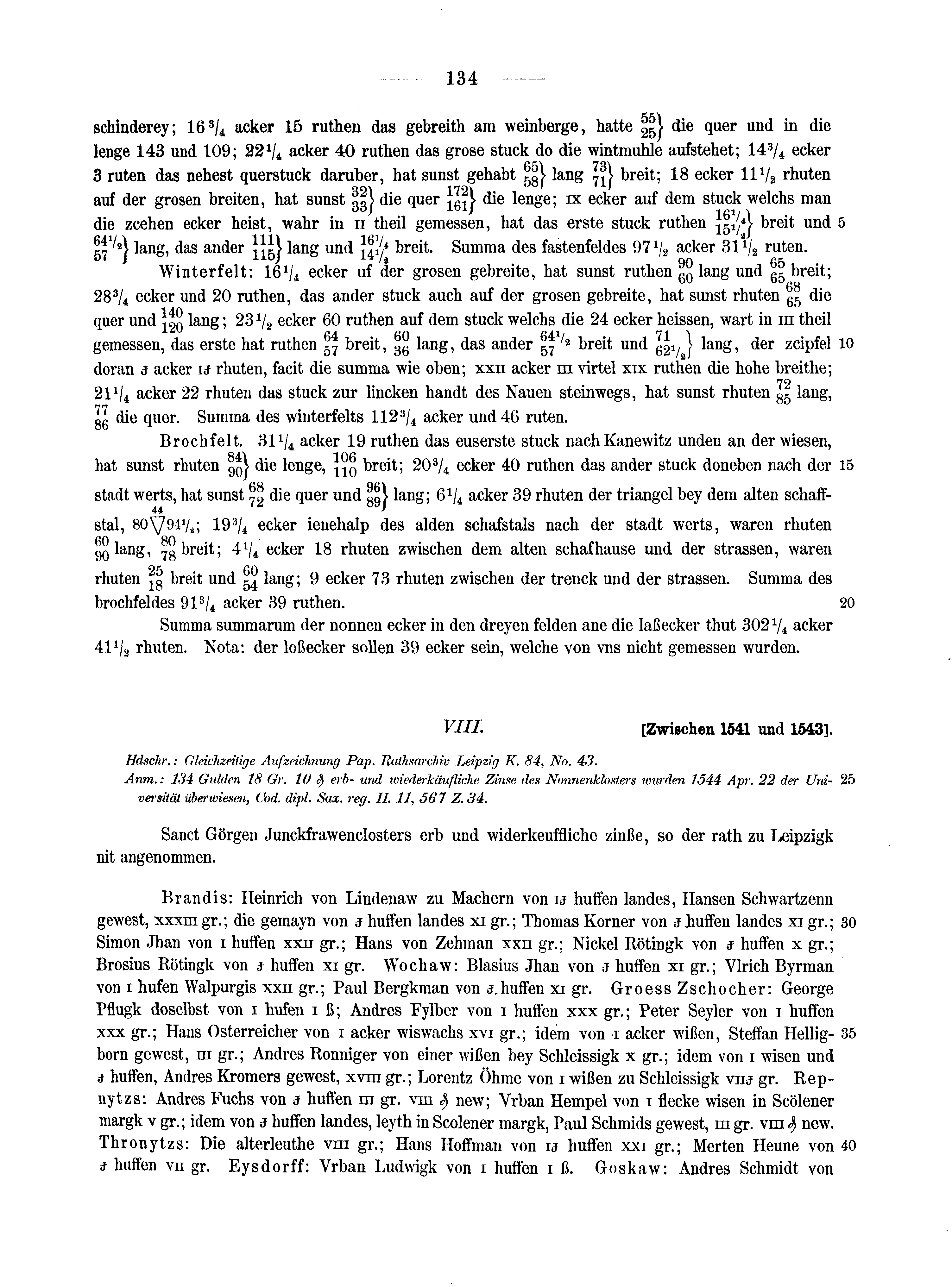 Historische Urkunde Seite 134 aus Band cds2_10