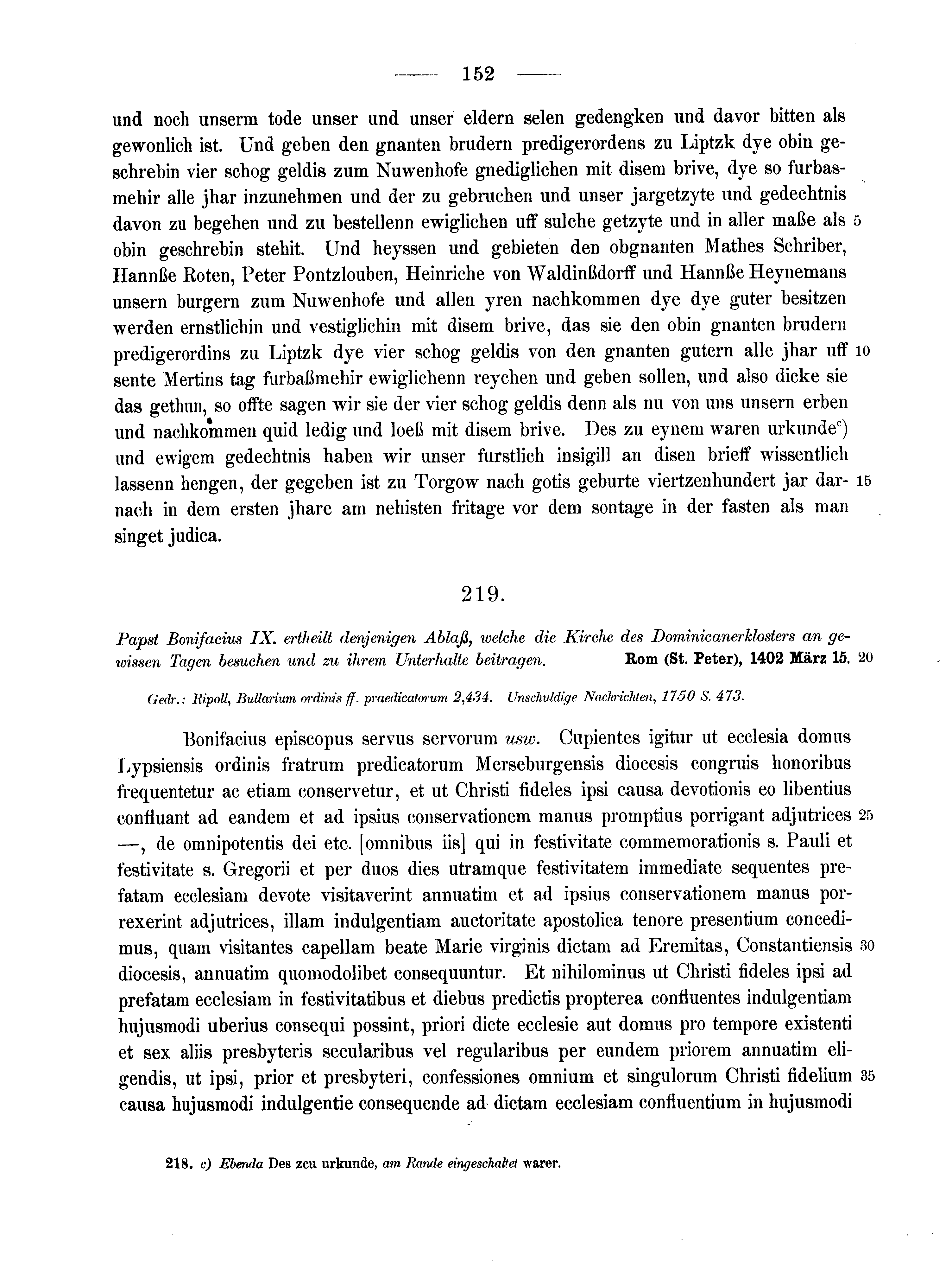 Historische Urkunde Seite 152 aus Band cds2_10