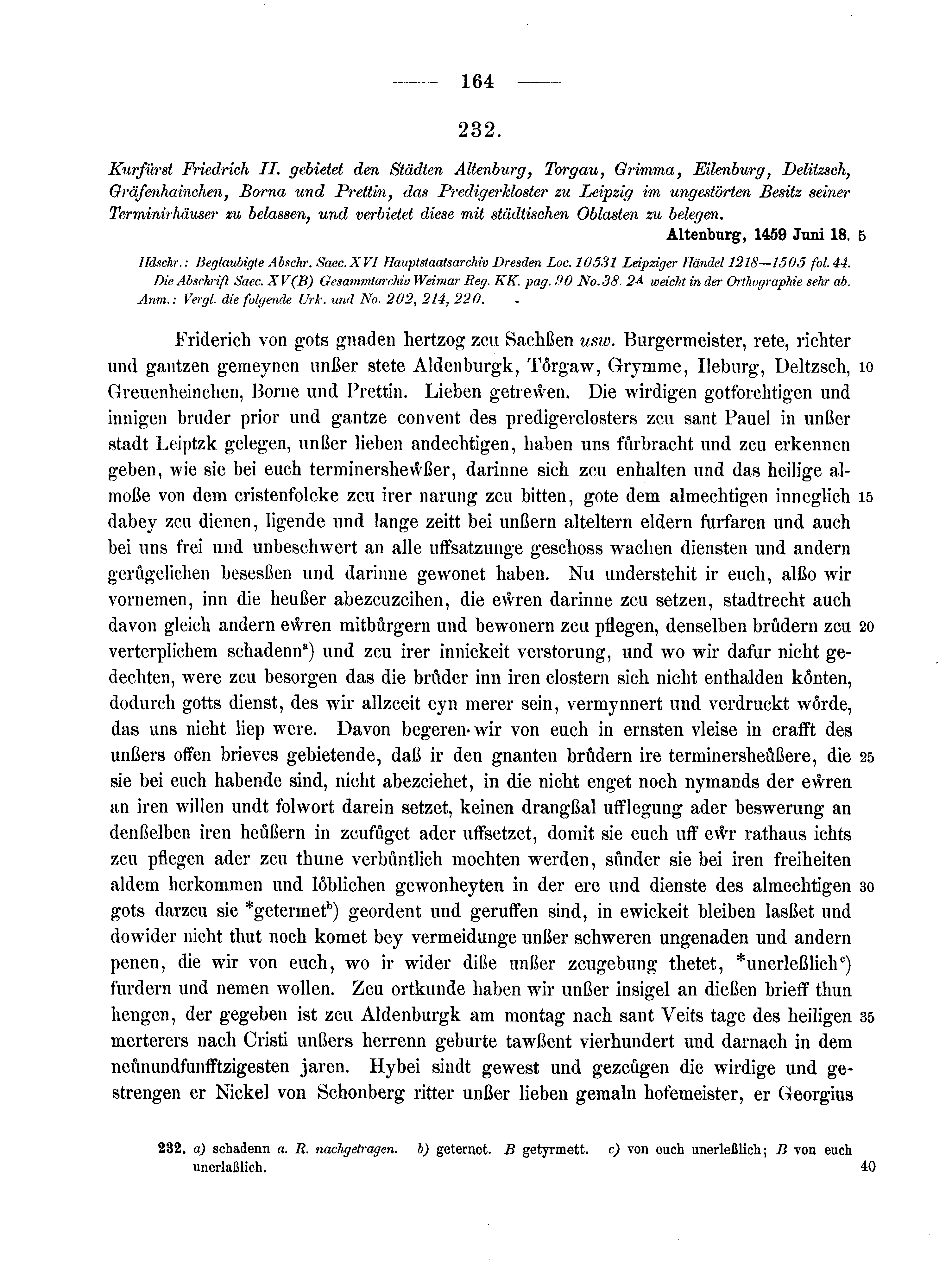 Historische Urkunde Seite 164 aus Band cds2_10