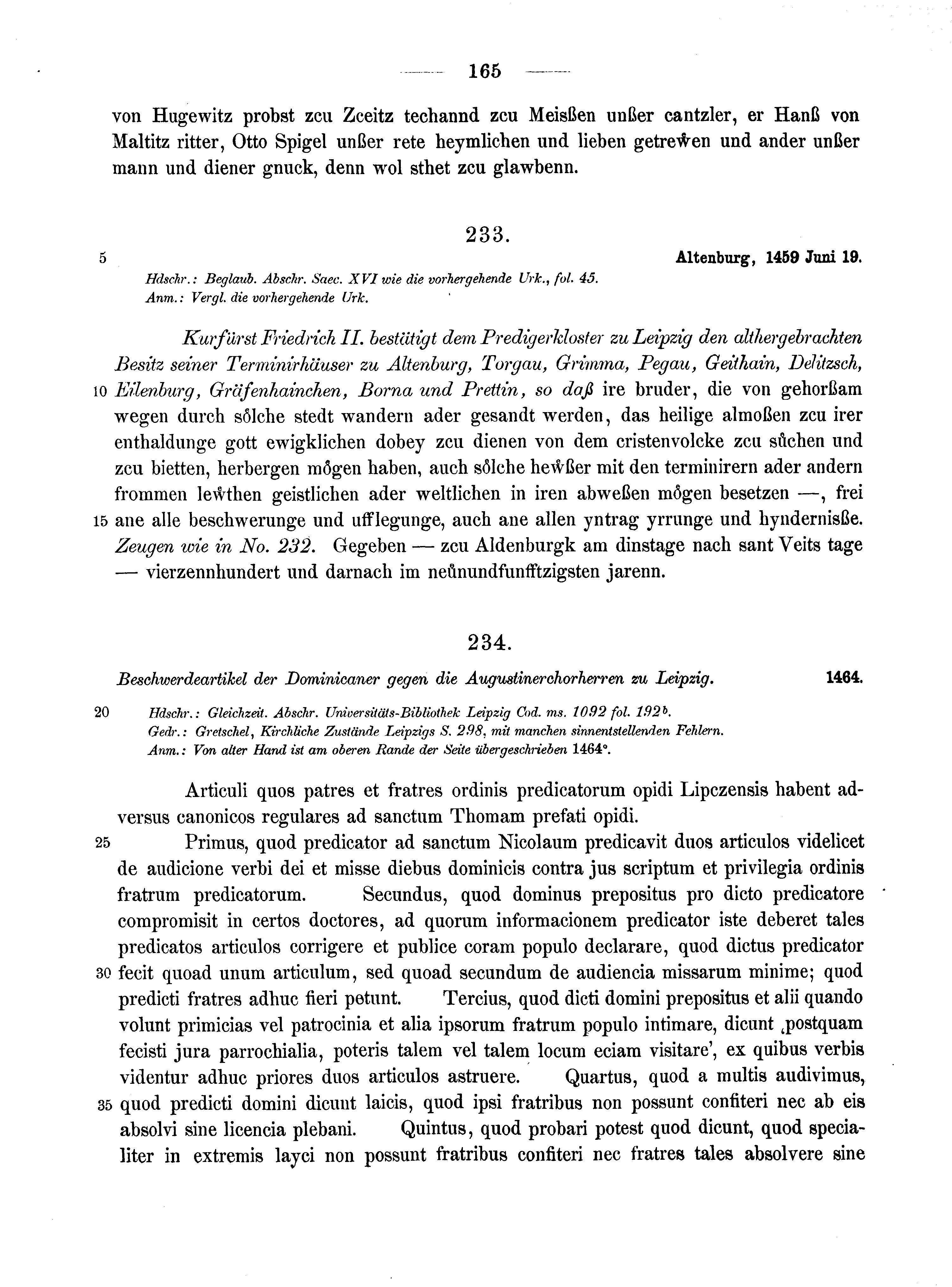 Historische Urkunde Seite 165 aus Band cds2_10