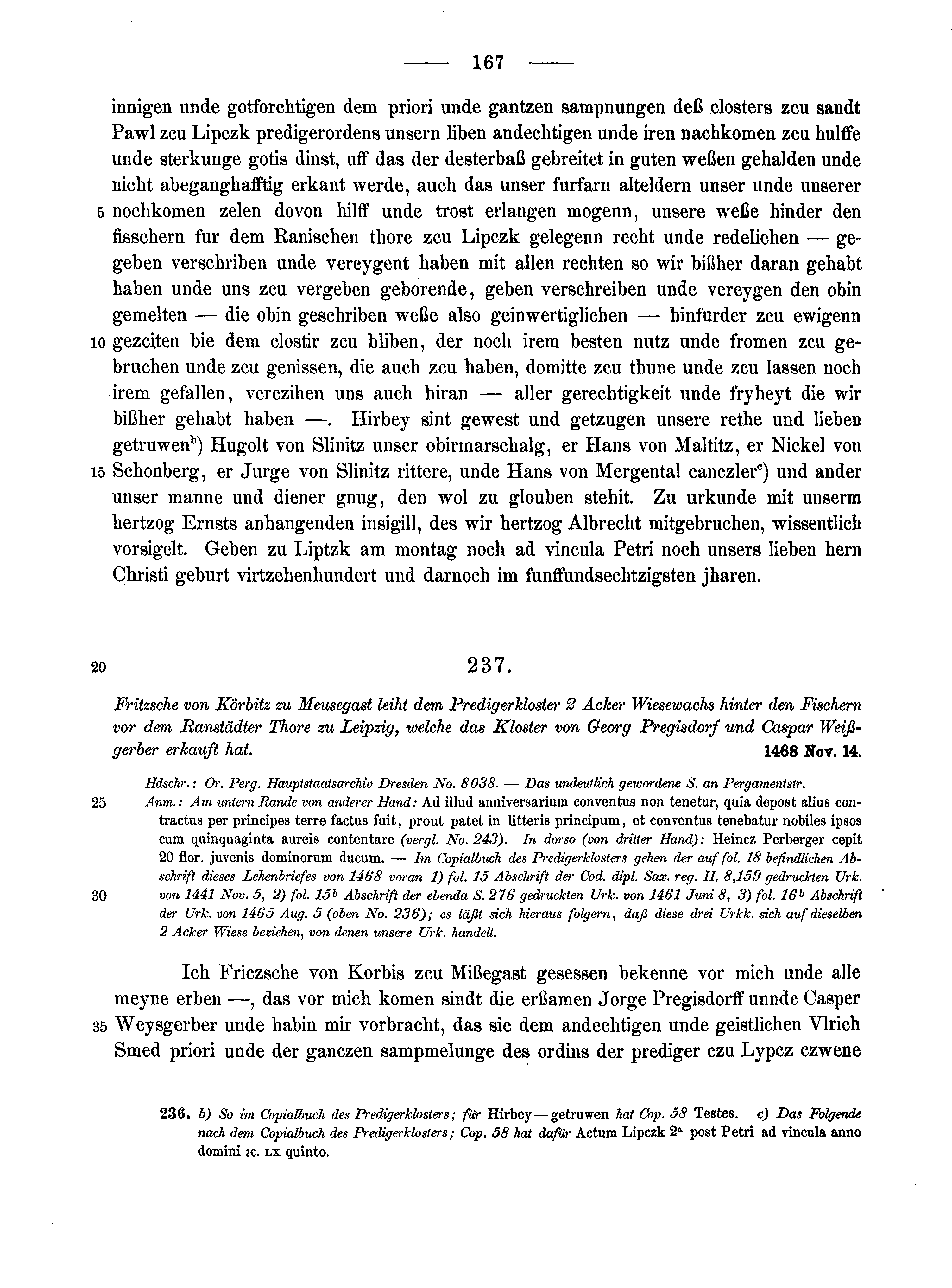 Historische Urkunde Seite 167 aus Band cds2_10