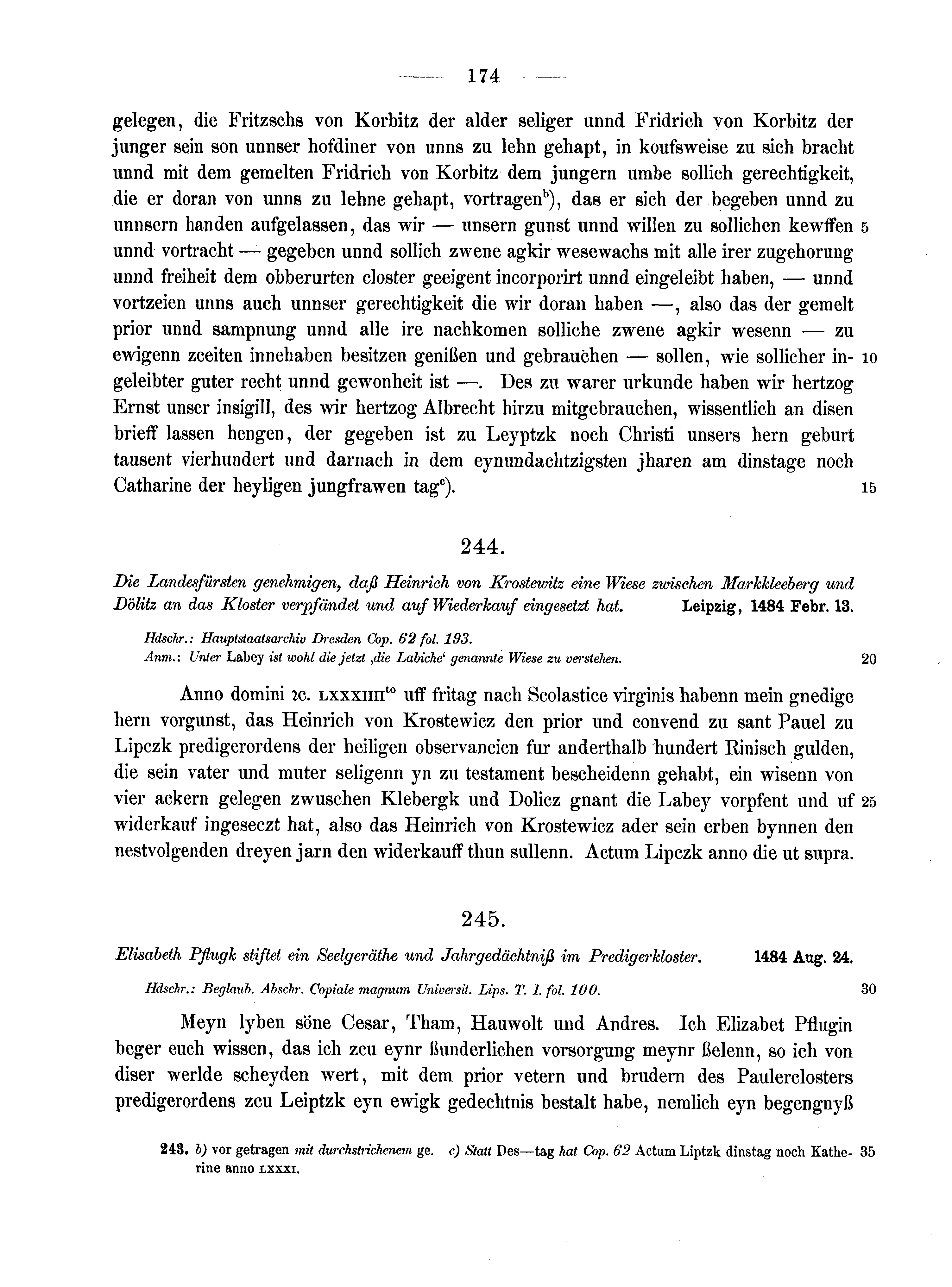 Historische Urkunde Seite 174 aus Band cds2_10
