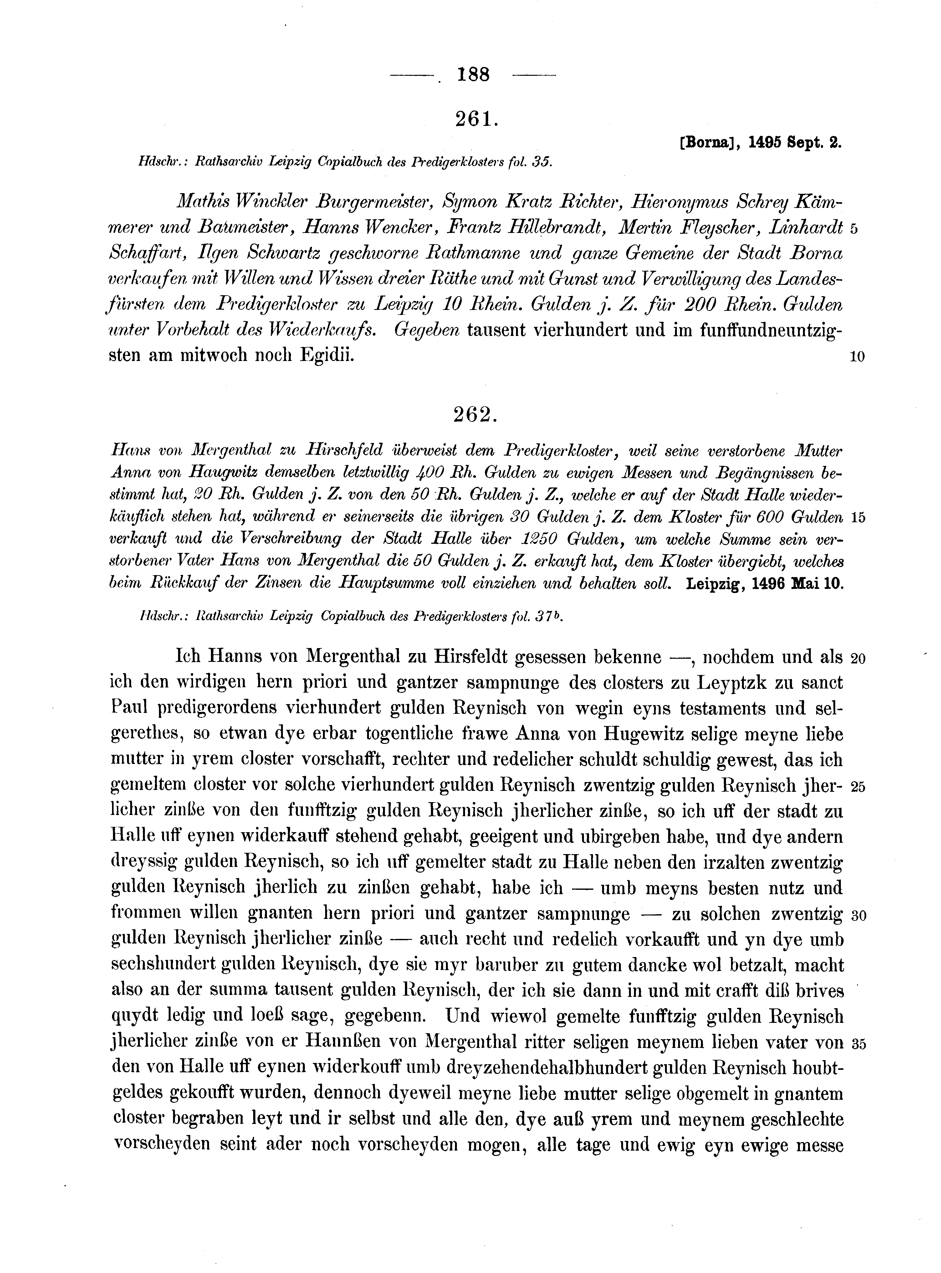 Historische Urkunde Seite 188 aus Band cds2_10