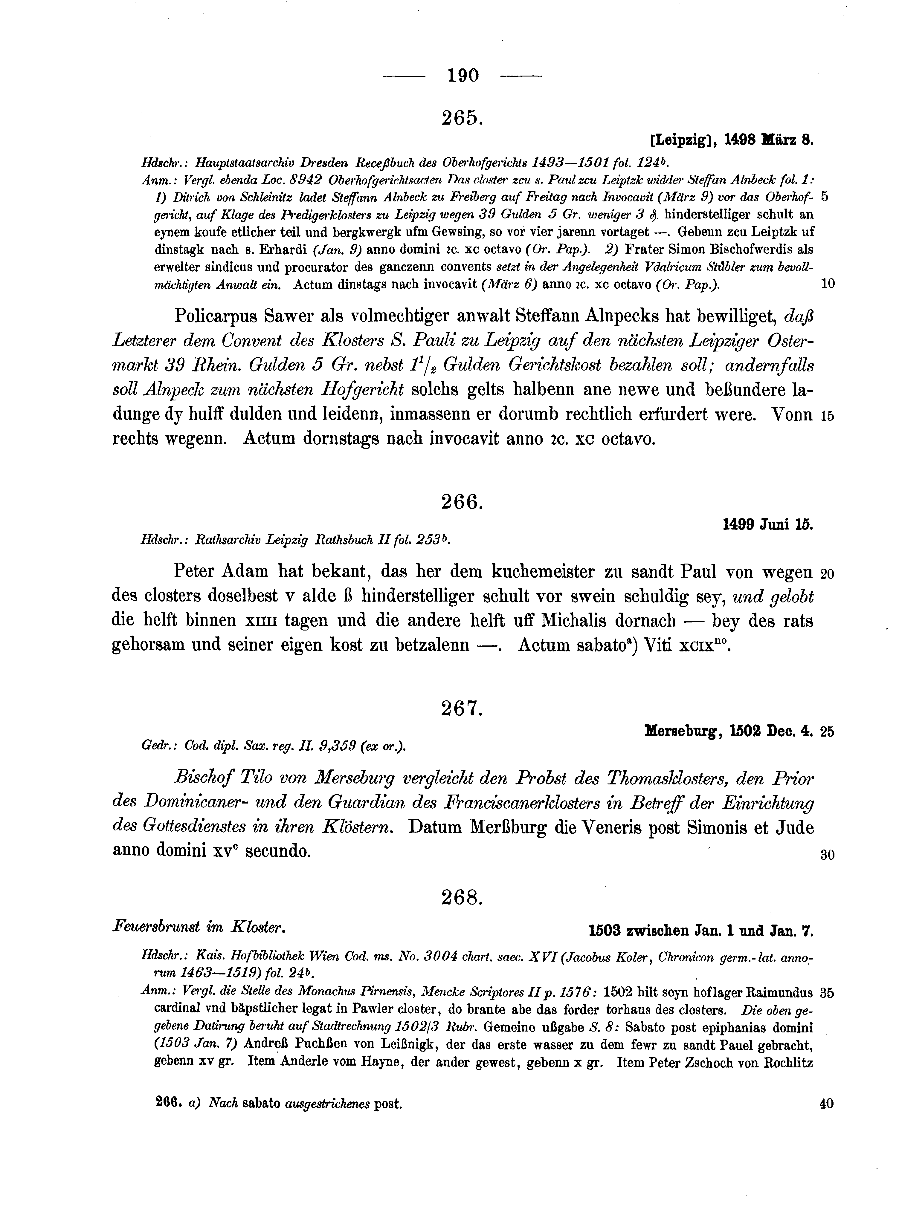 Historische Urkunde Seite 190 aus Band cds2_10