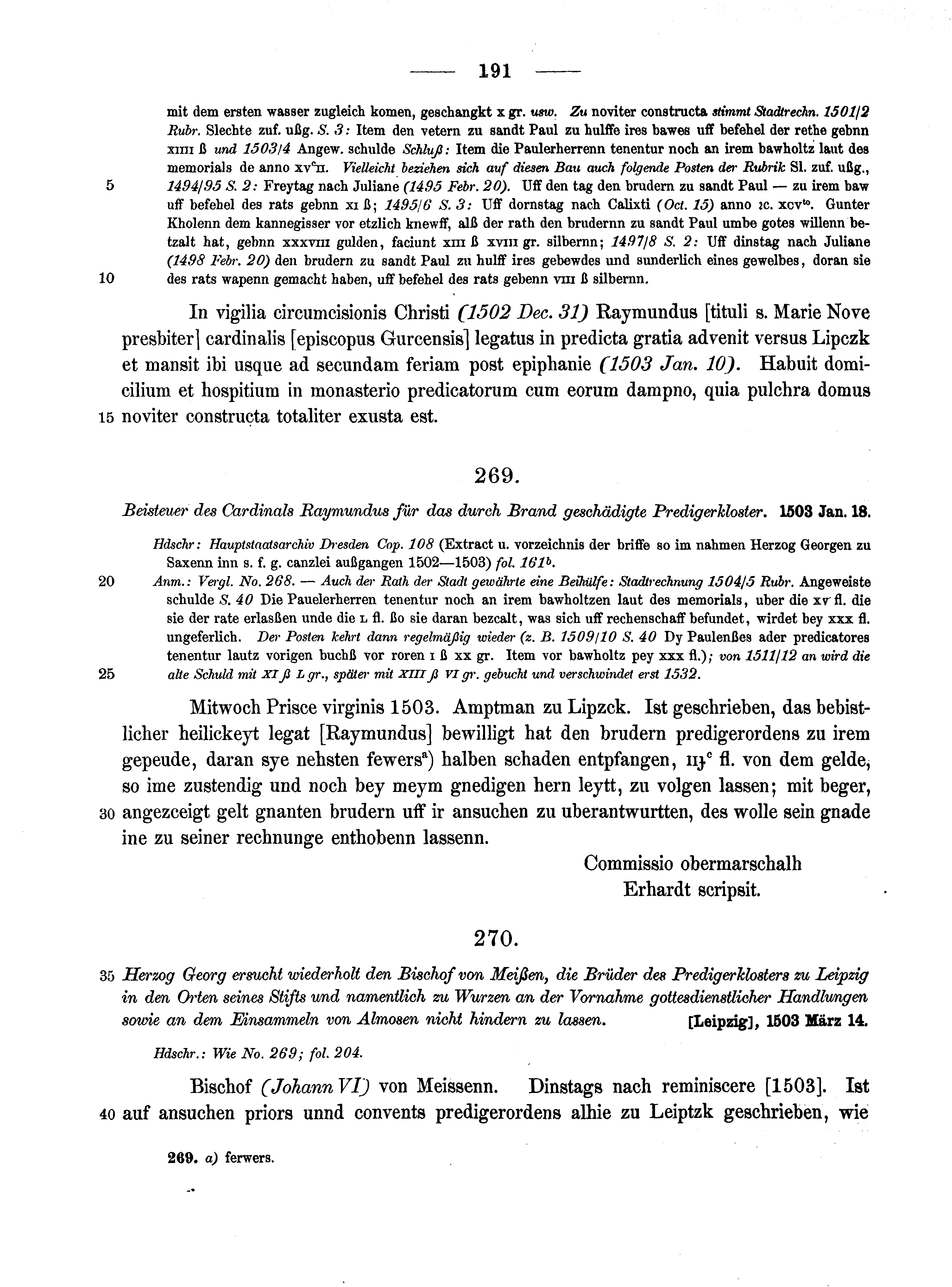 Historische Urkunde Seite 191 aus Band cds2_10