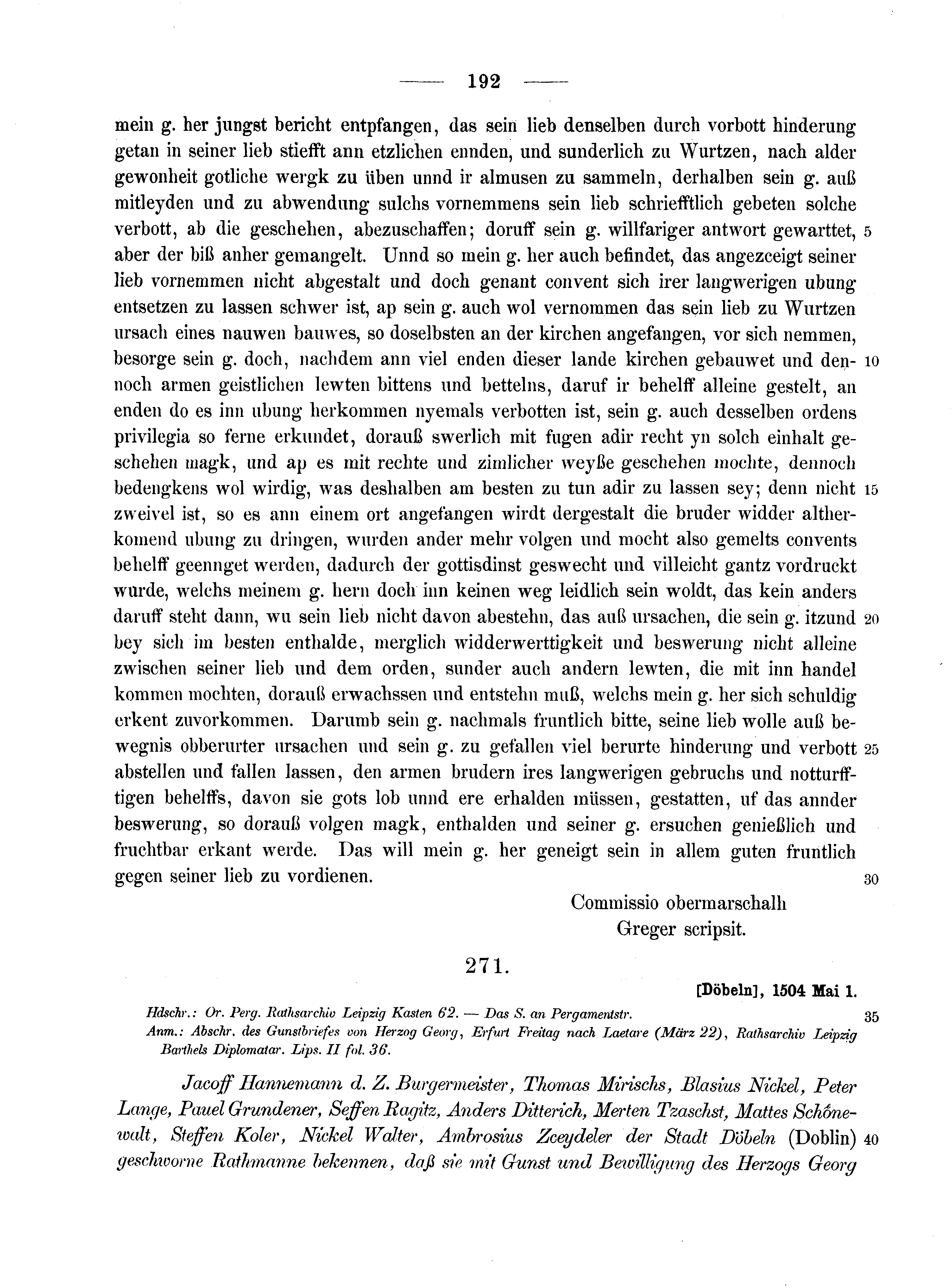 Historische Urkunde Seite 192 aus Band cds2_10