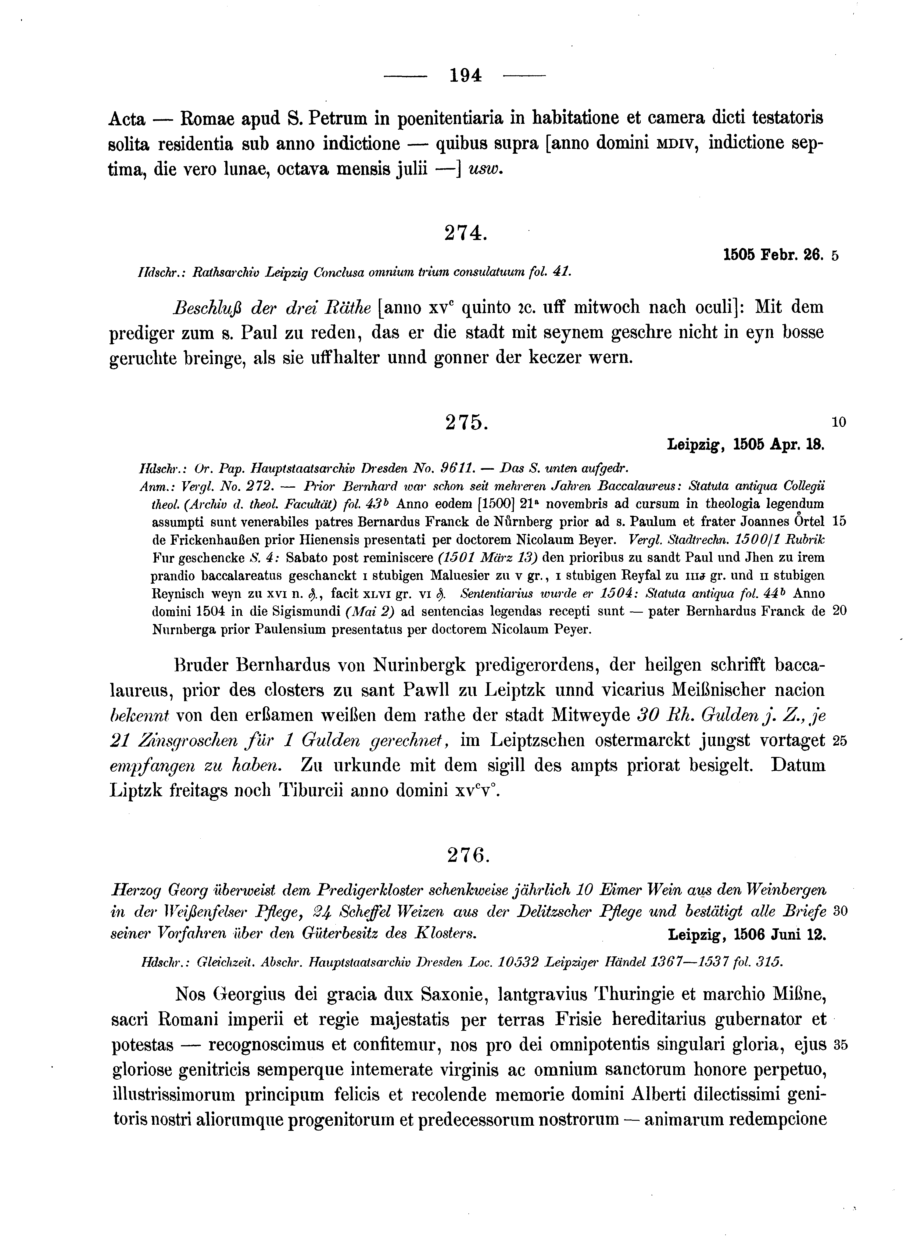 Historische Urkunde Seite 194 aus Band cds2_10