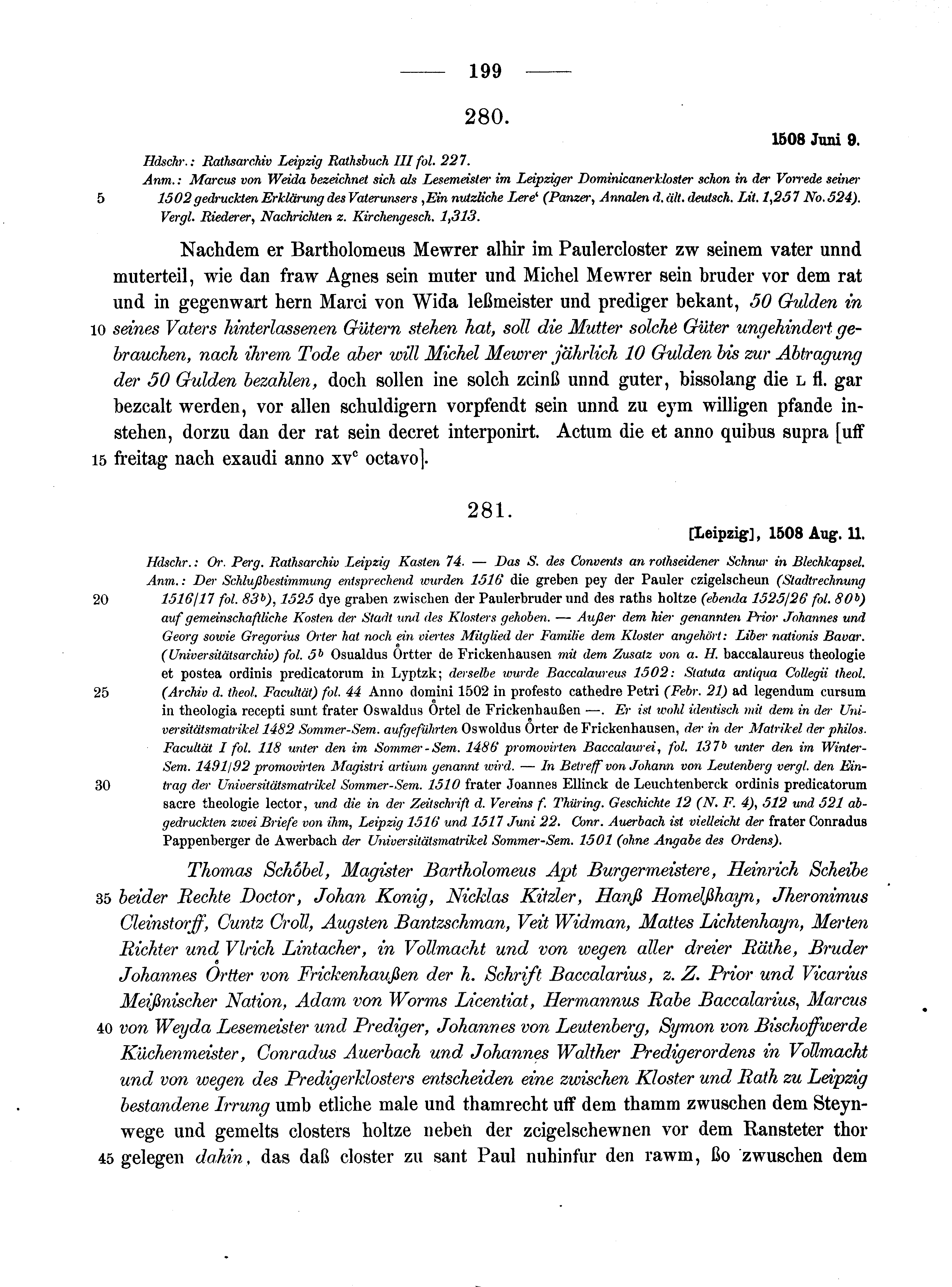 Historische Urkunde Seite 199 aus Band cds2_10