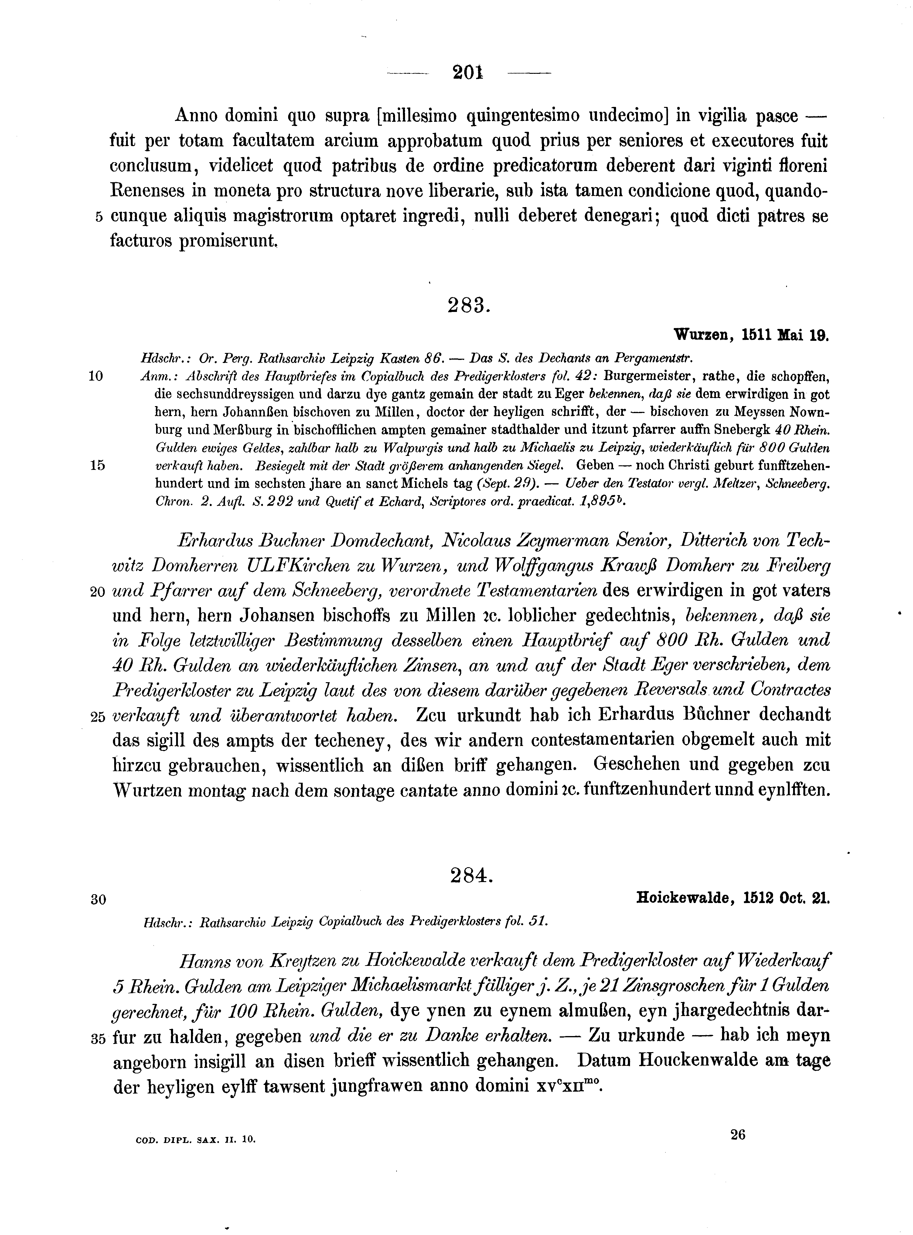 Historische Urkunde Seite 201 aus Band cds2_10