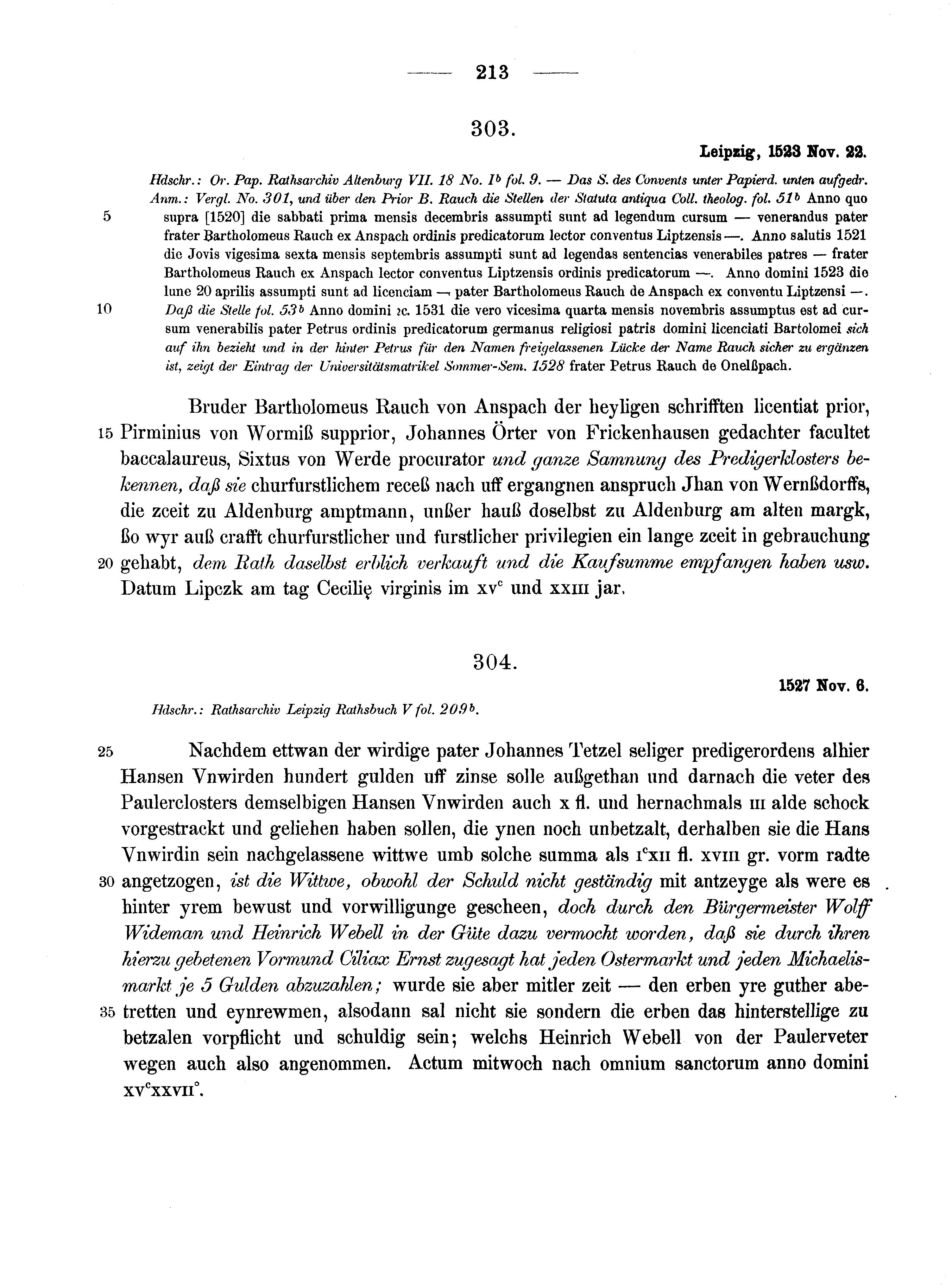 Historische Urkunde Seite 213 aus Band cds2_10