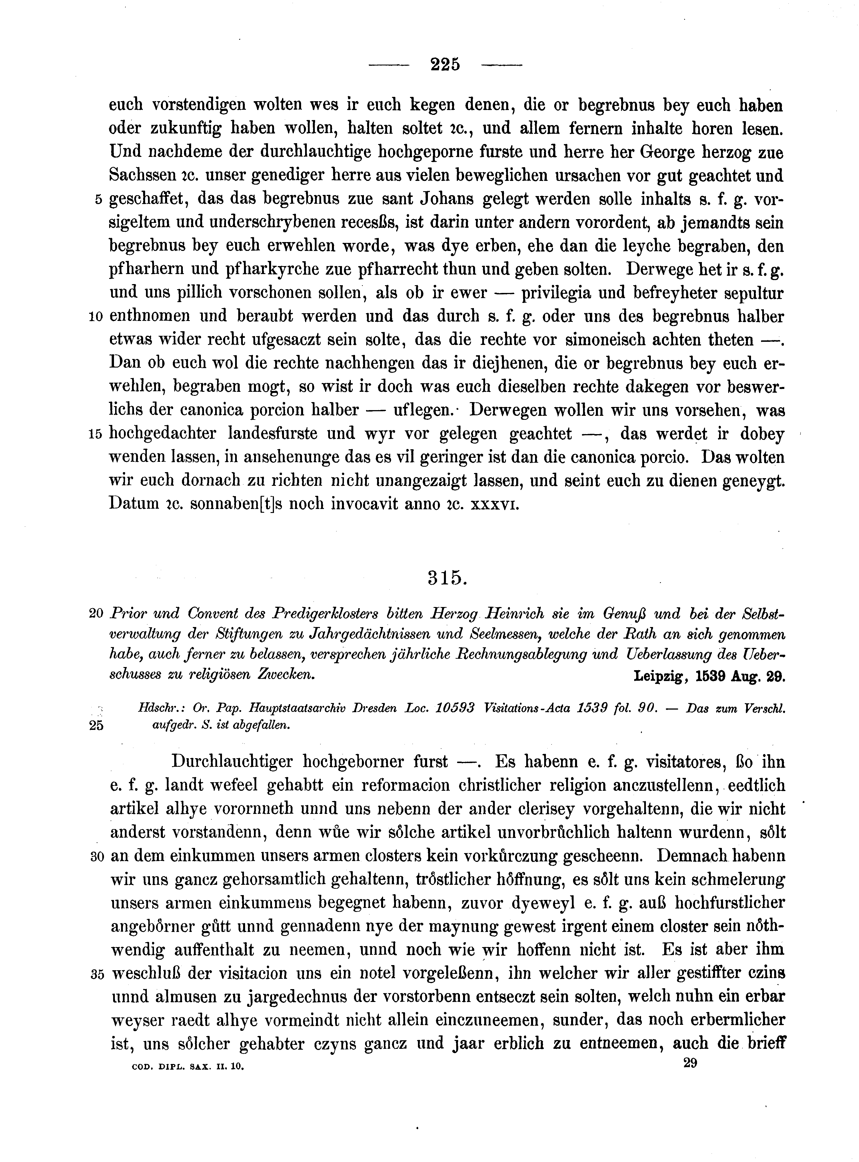 Historische Urkunde Seite 225 aus Band cds2_10