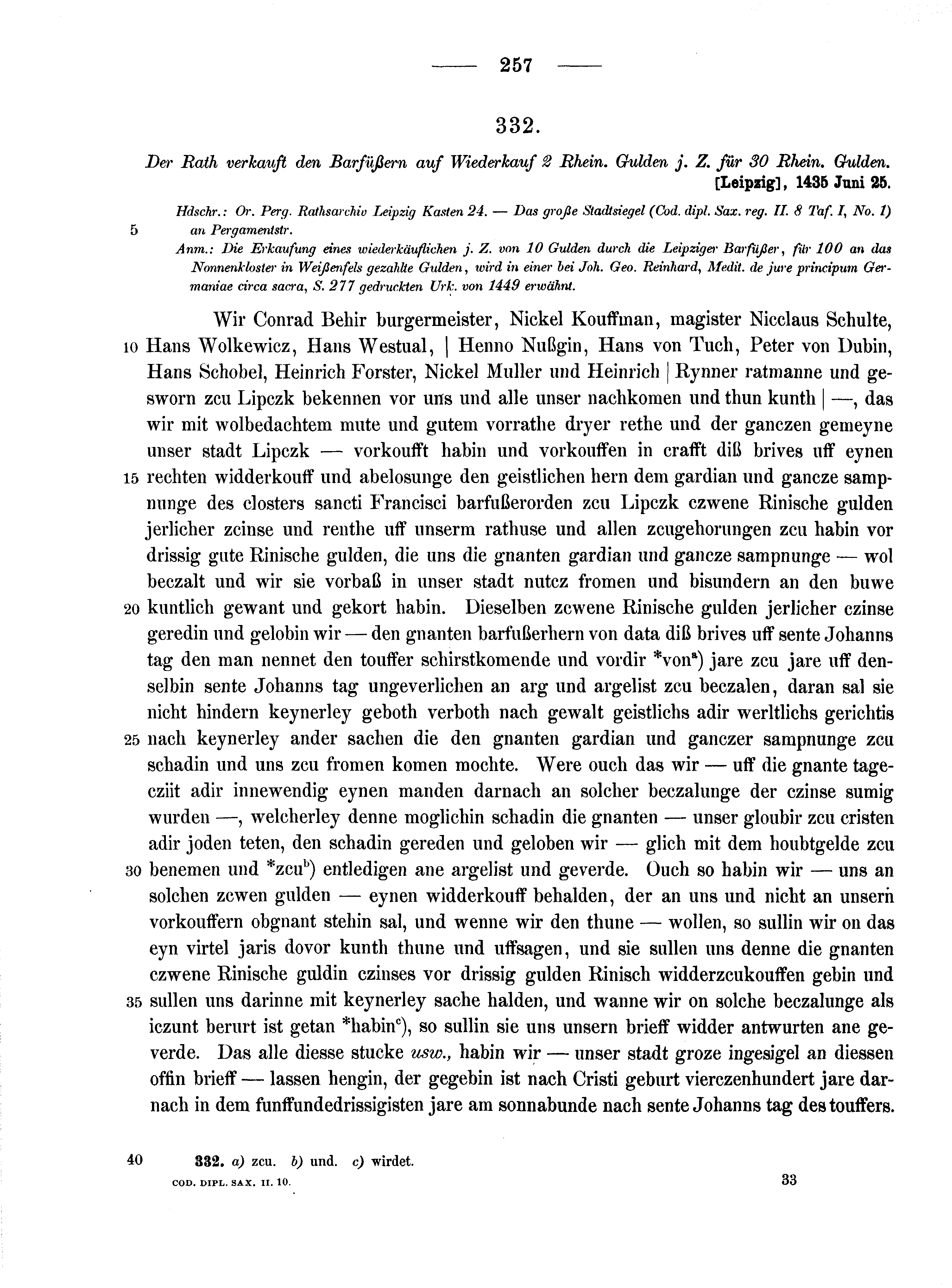 Historische Urkunde Seite 257 aus Band cds2_10