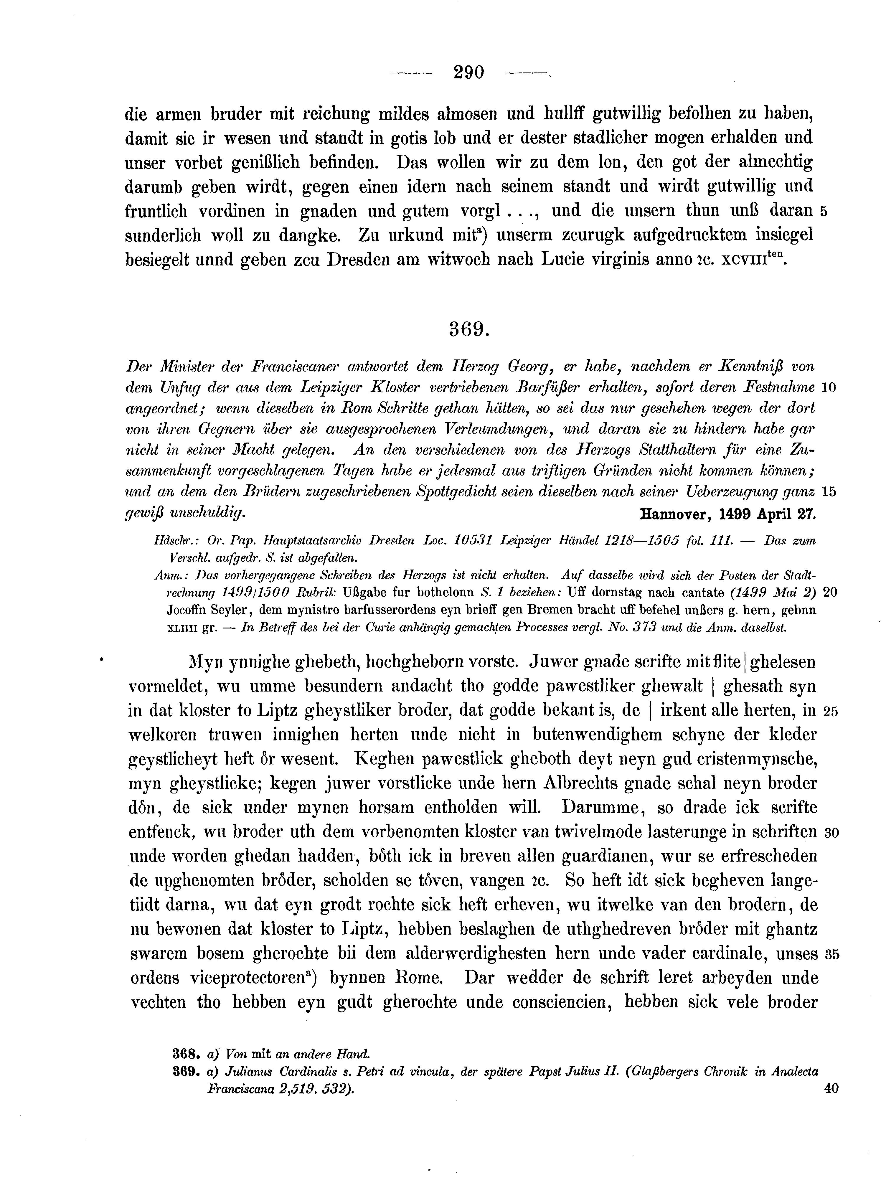 Historische Urkunde Seite 290 aus Band cds2_10