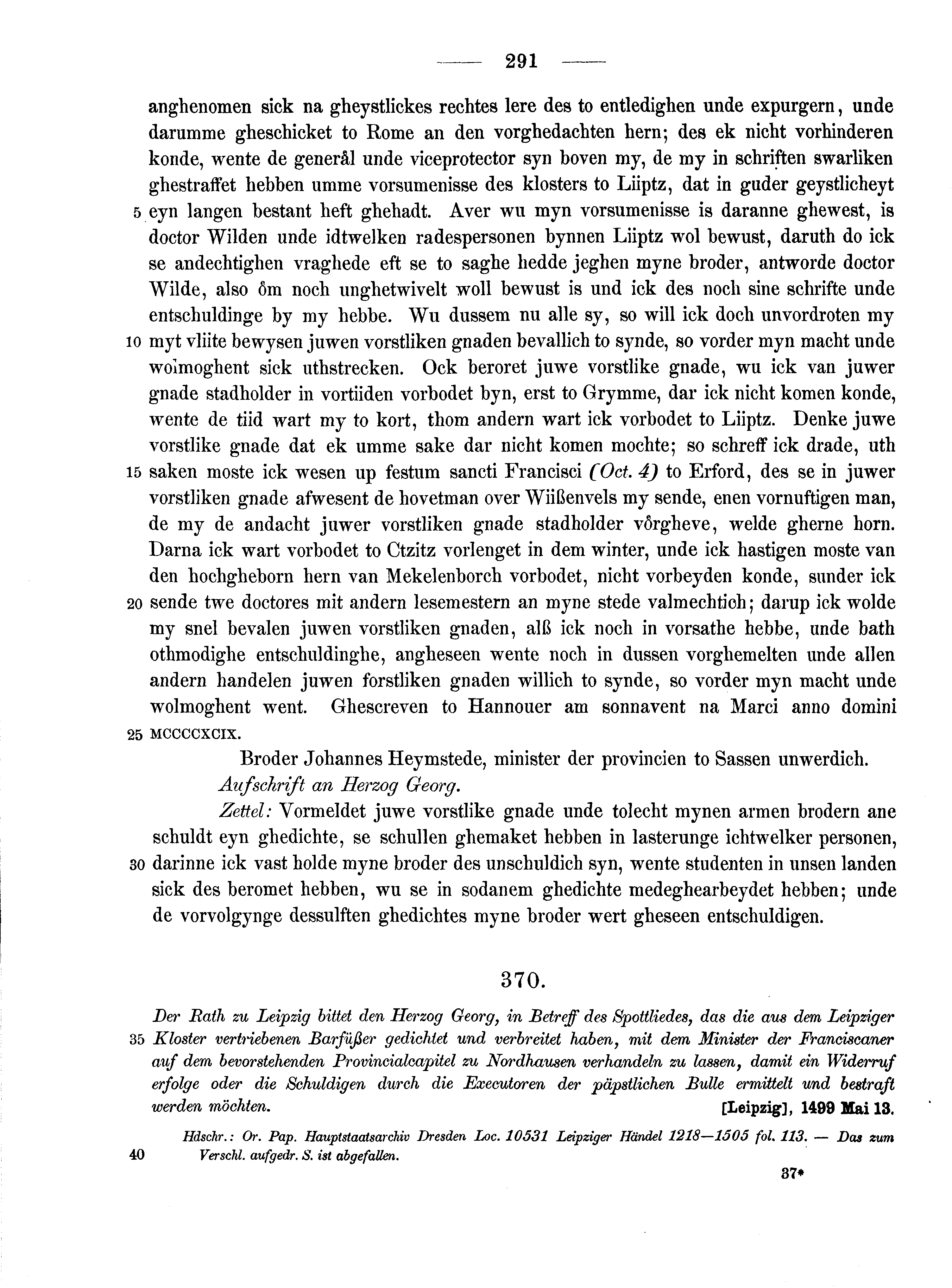 Historische Urkunde Seite 291 aus Band cds2_10