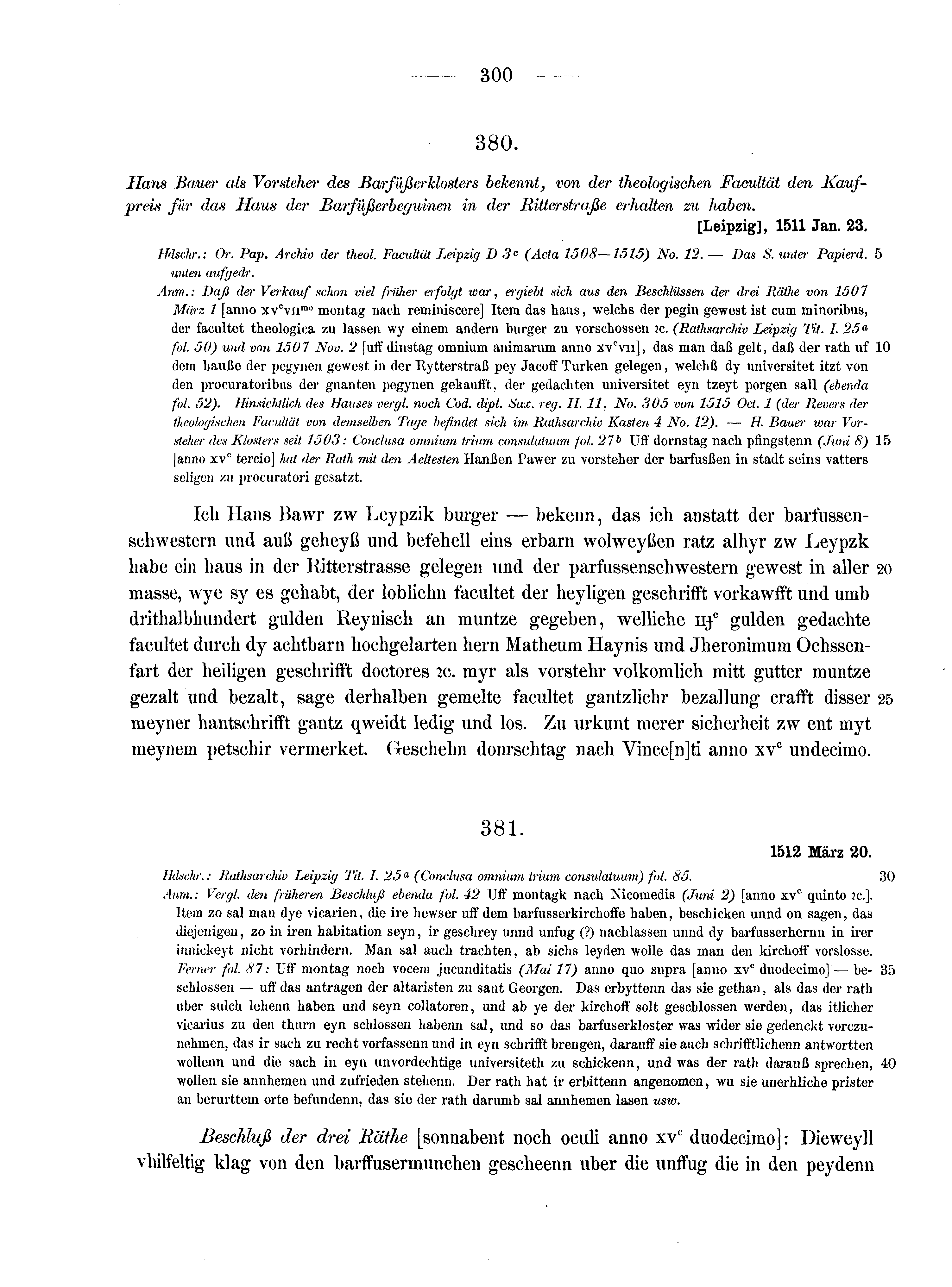 Historische Urkunde Seite 300 aus Band cds2_10