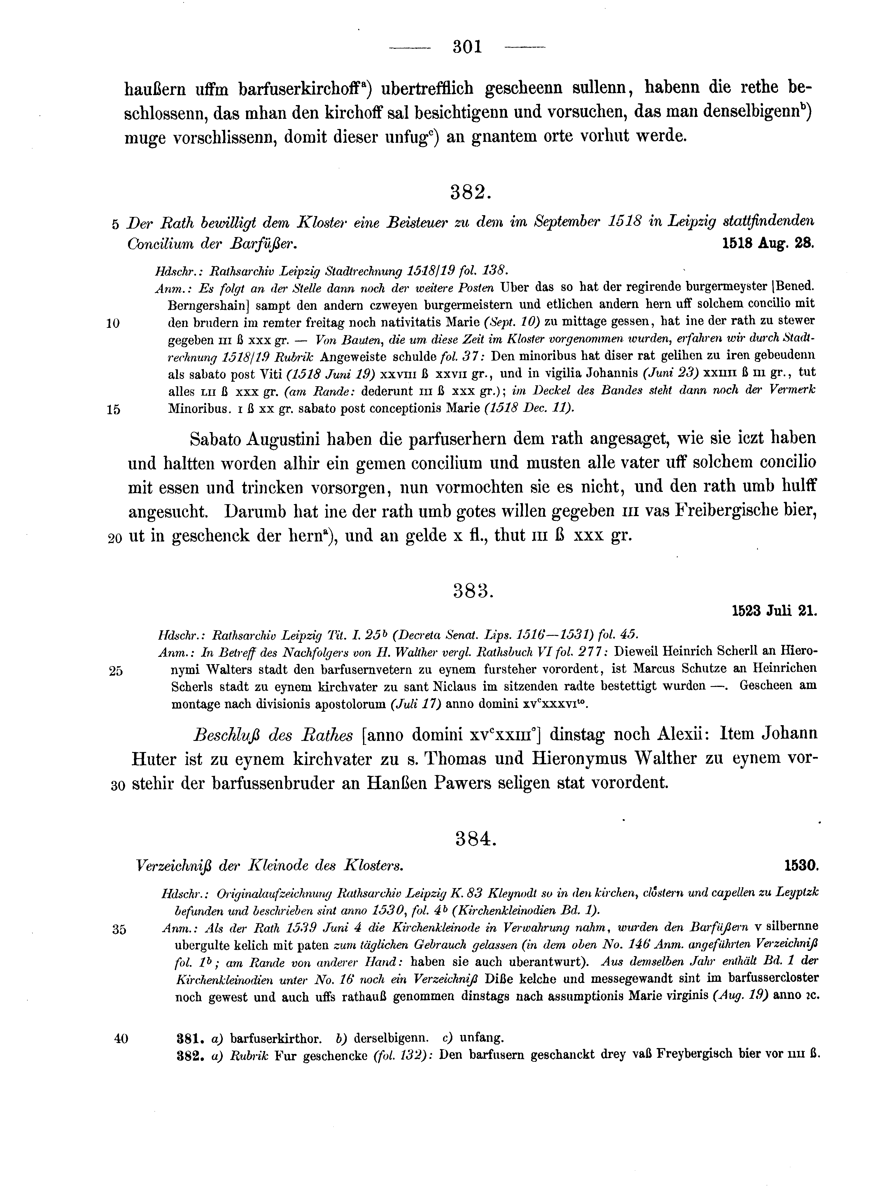 Historische Urkunde Seite 301 aus Band cds2_10