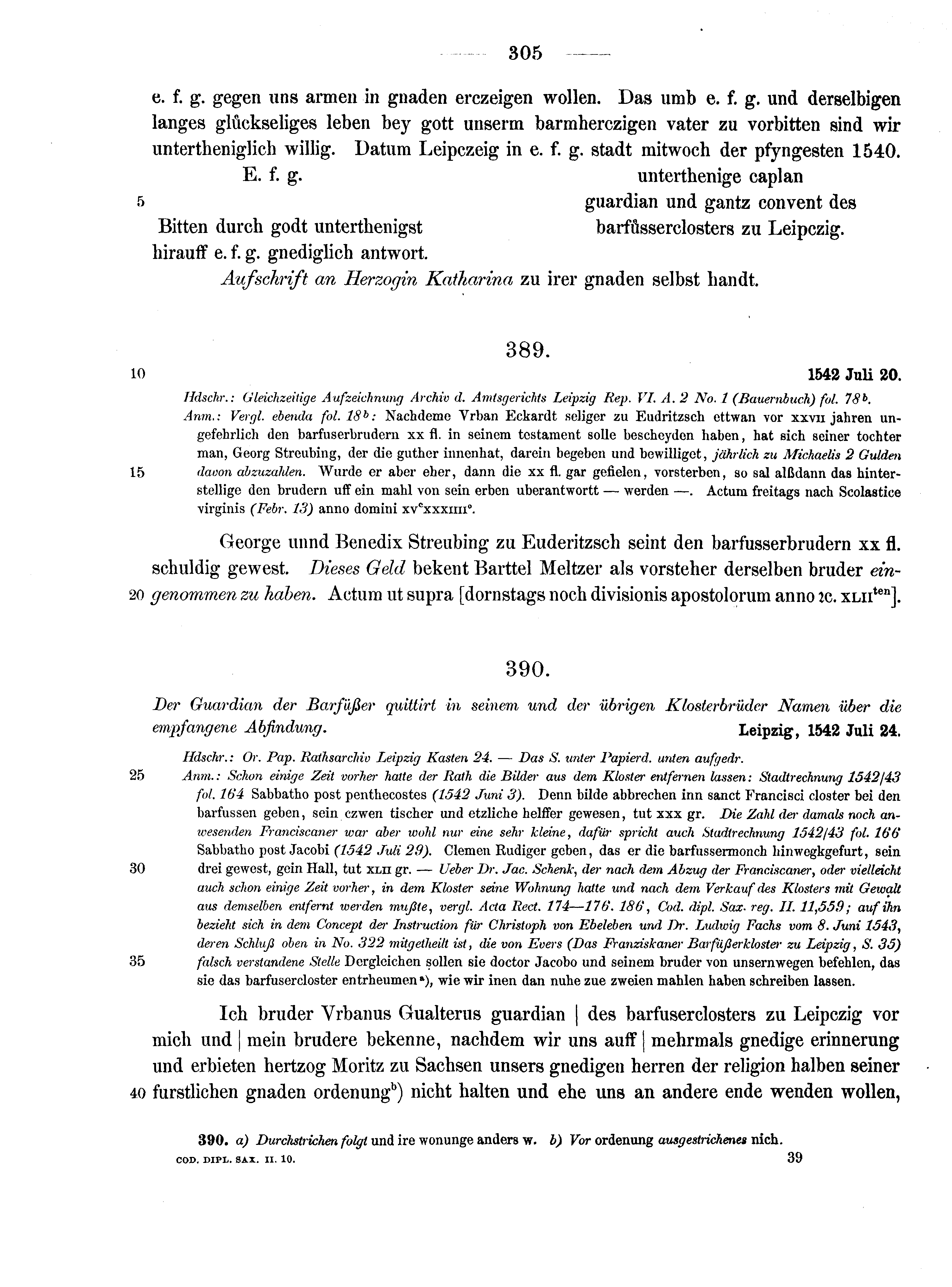 Historische Urkunde Seite 305 aus Band cds2_10