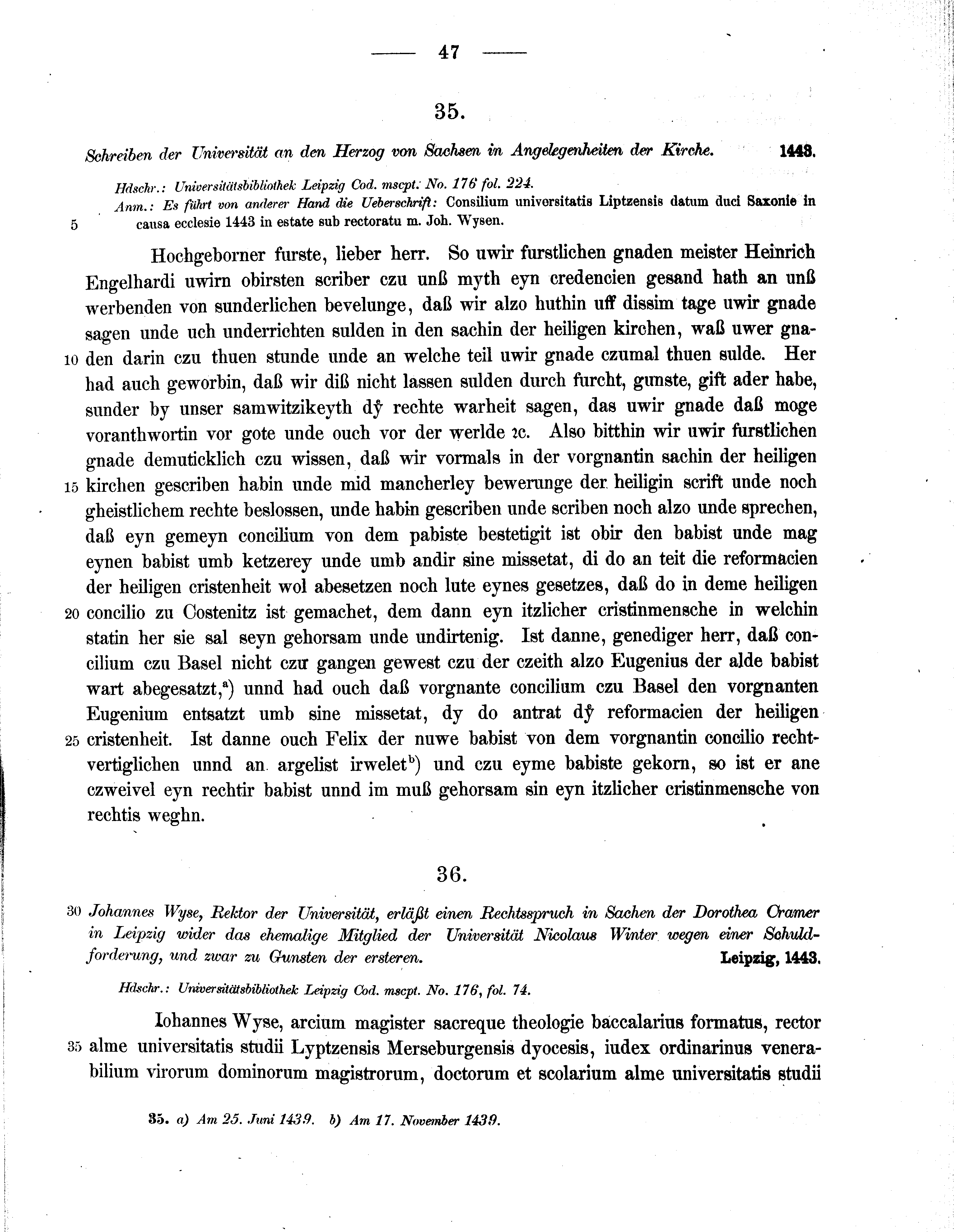 Historische Urkunde Seite 47 aus Band cds2_11