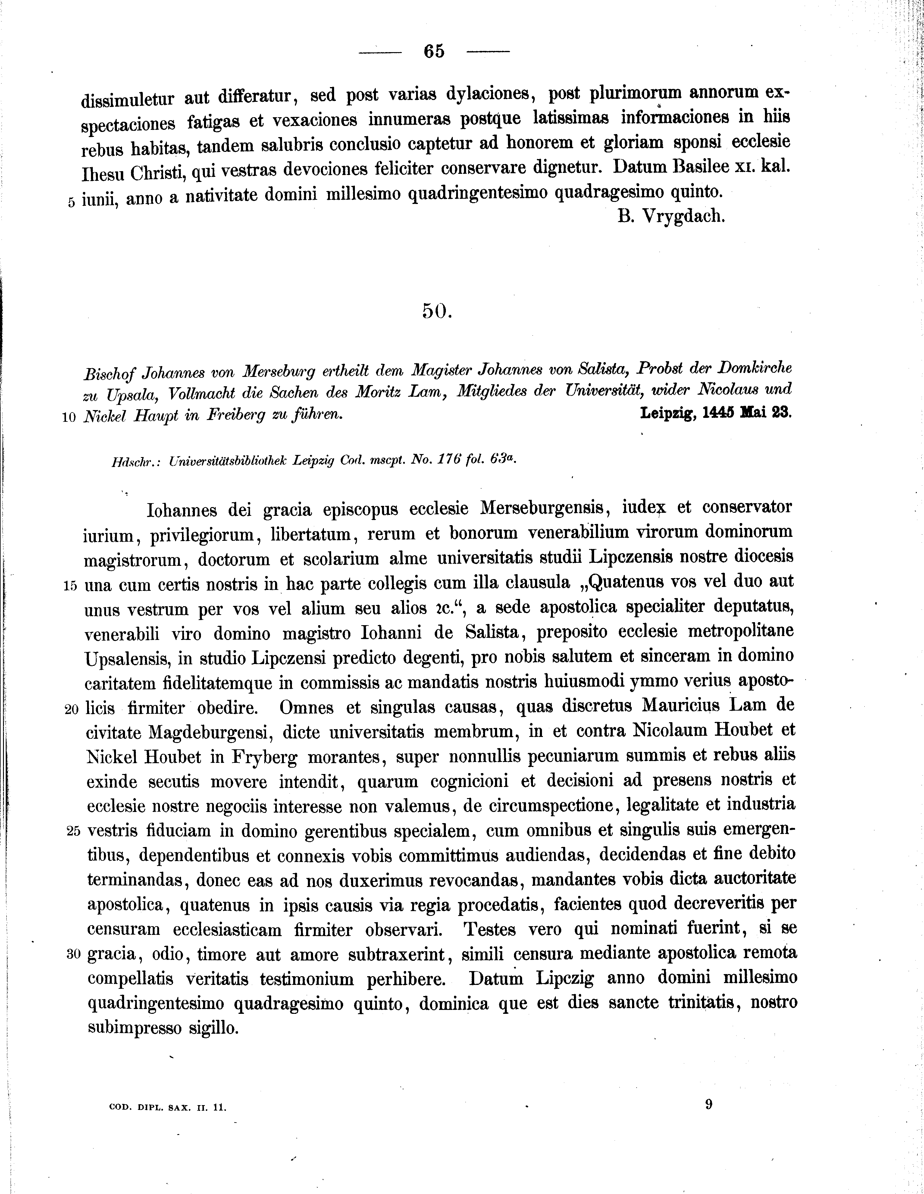 Historische Urkunde Seite 65 aus Band cds2_11