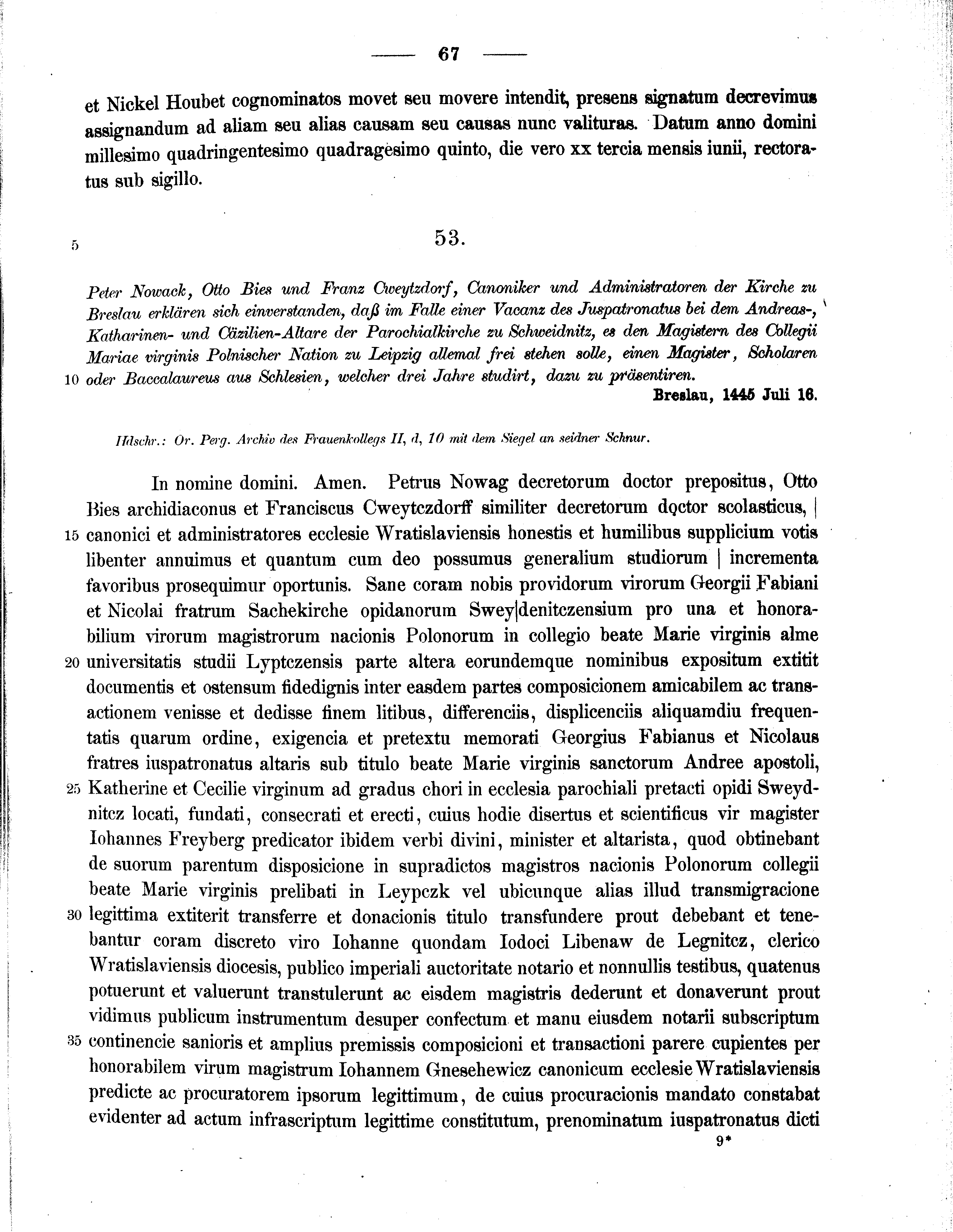 Historische Urkunde Seite 67 aus Band cds2_11