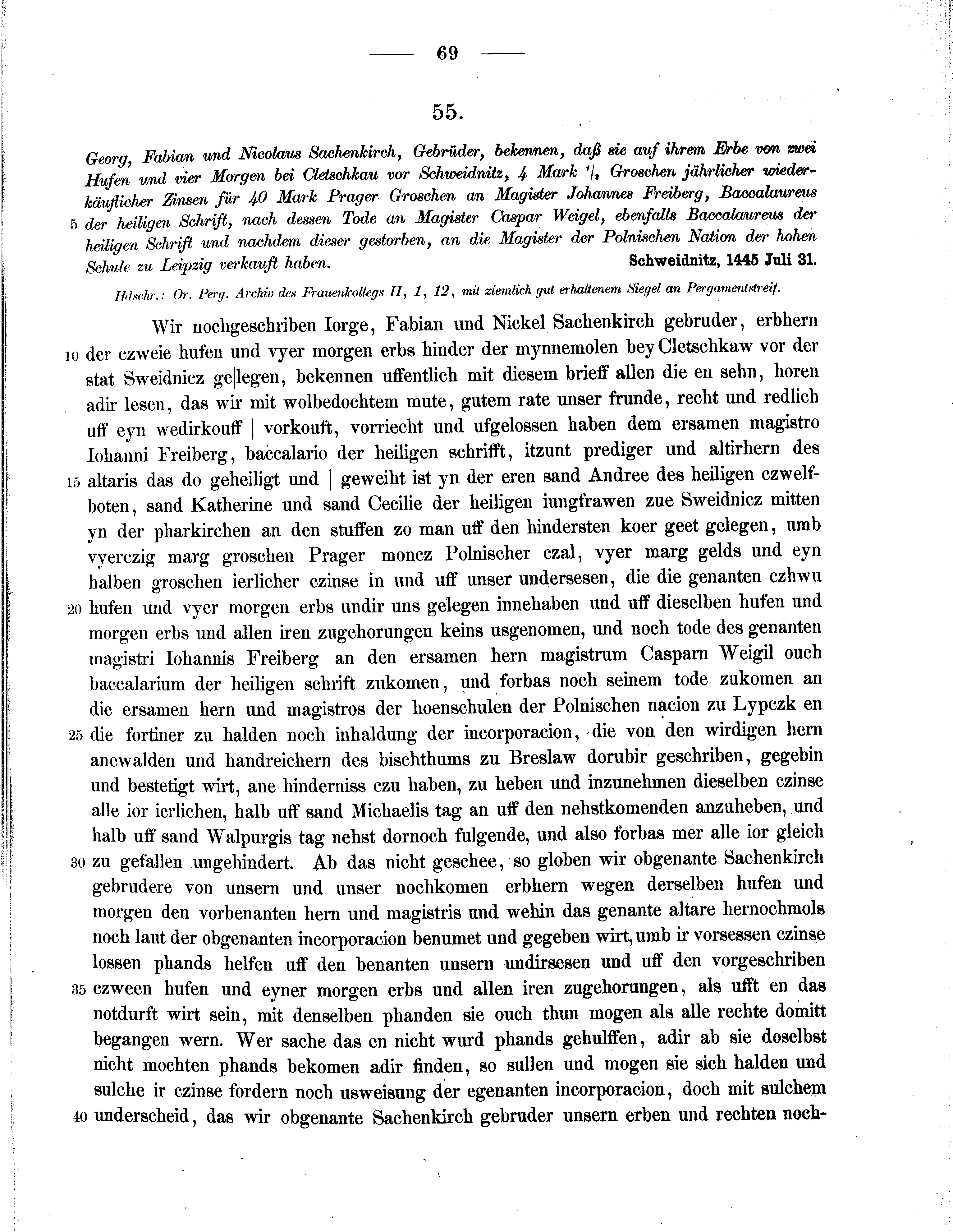 Historische Urkunde Seite 69 aus Band cds2_11
