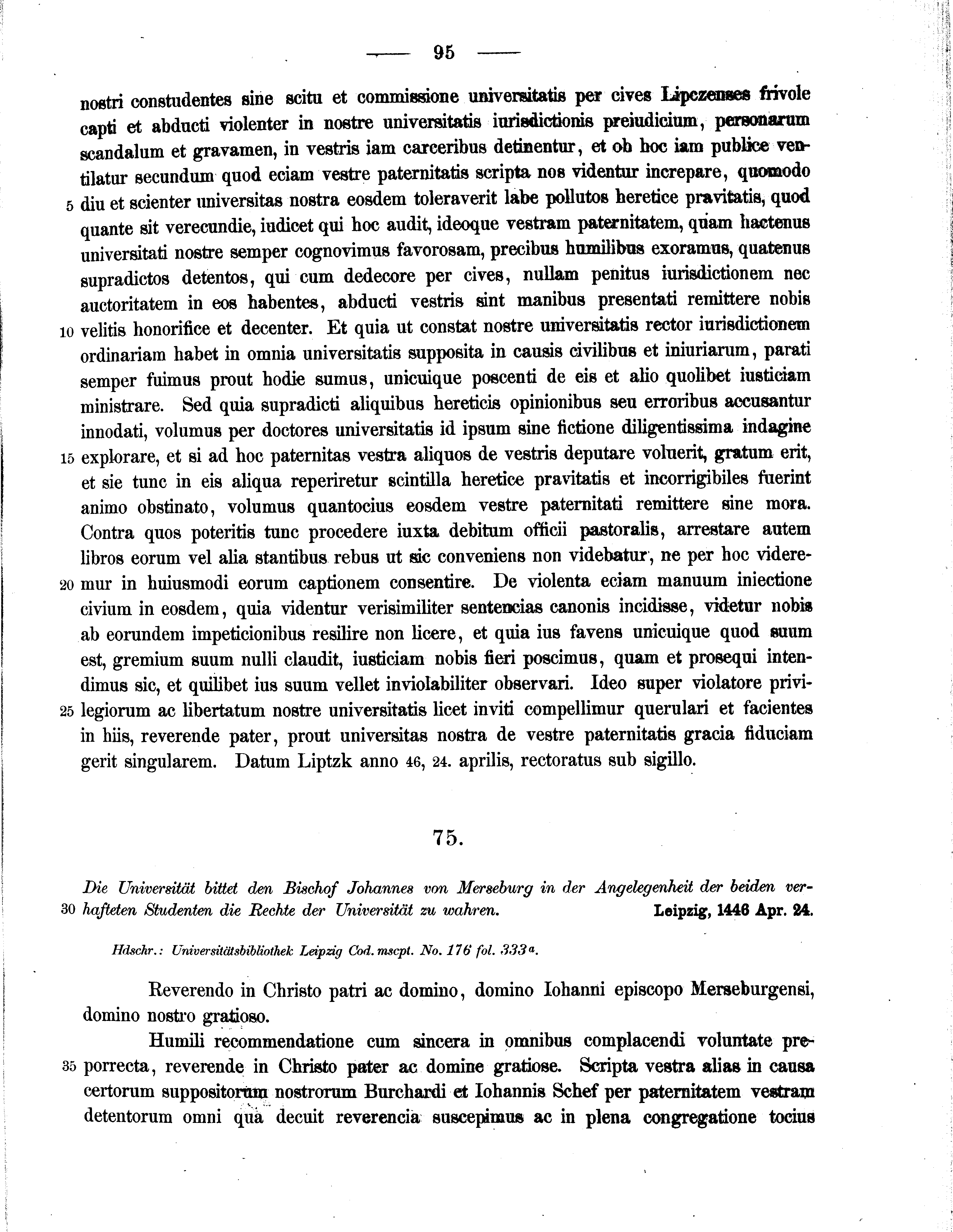 Historische Urkunde Seite 95 aus Band cds2_11