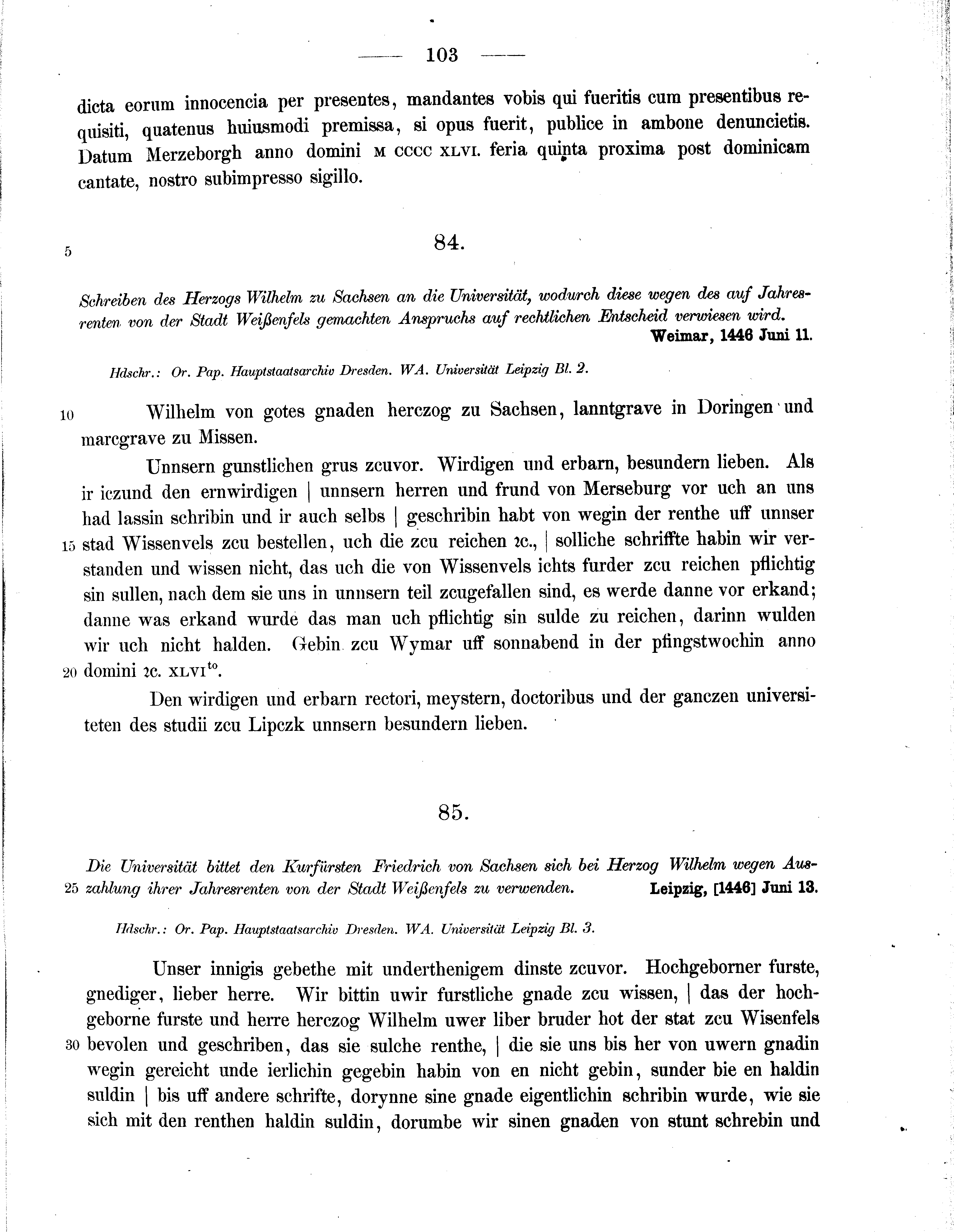 Historische Urkunde Seite 103 aus Band cds2_11