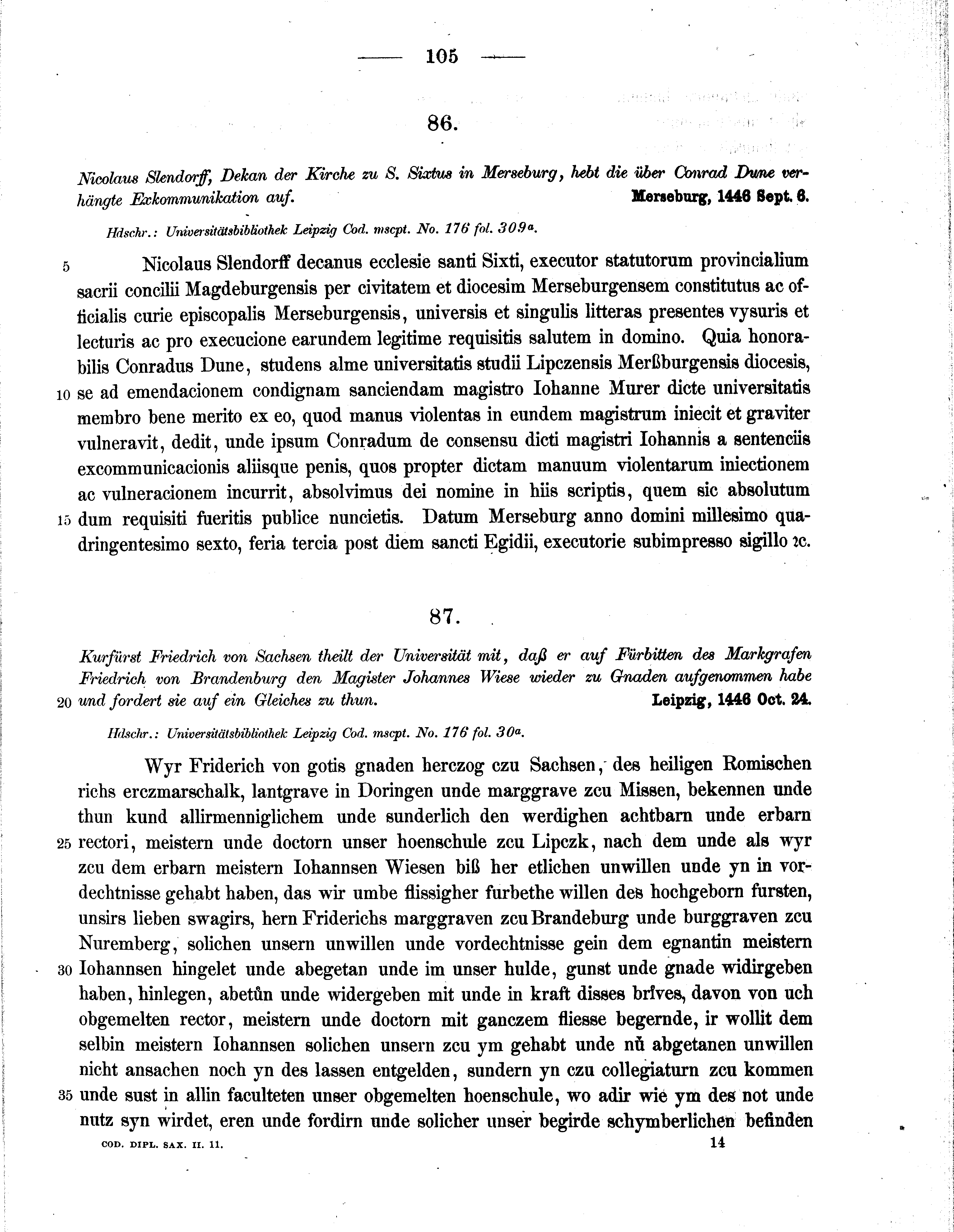 Historische Urkunde Seite 105 aus Band cds2_11