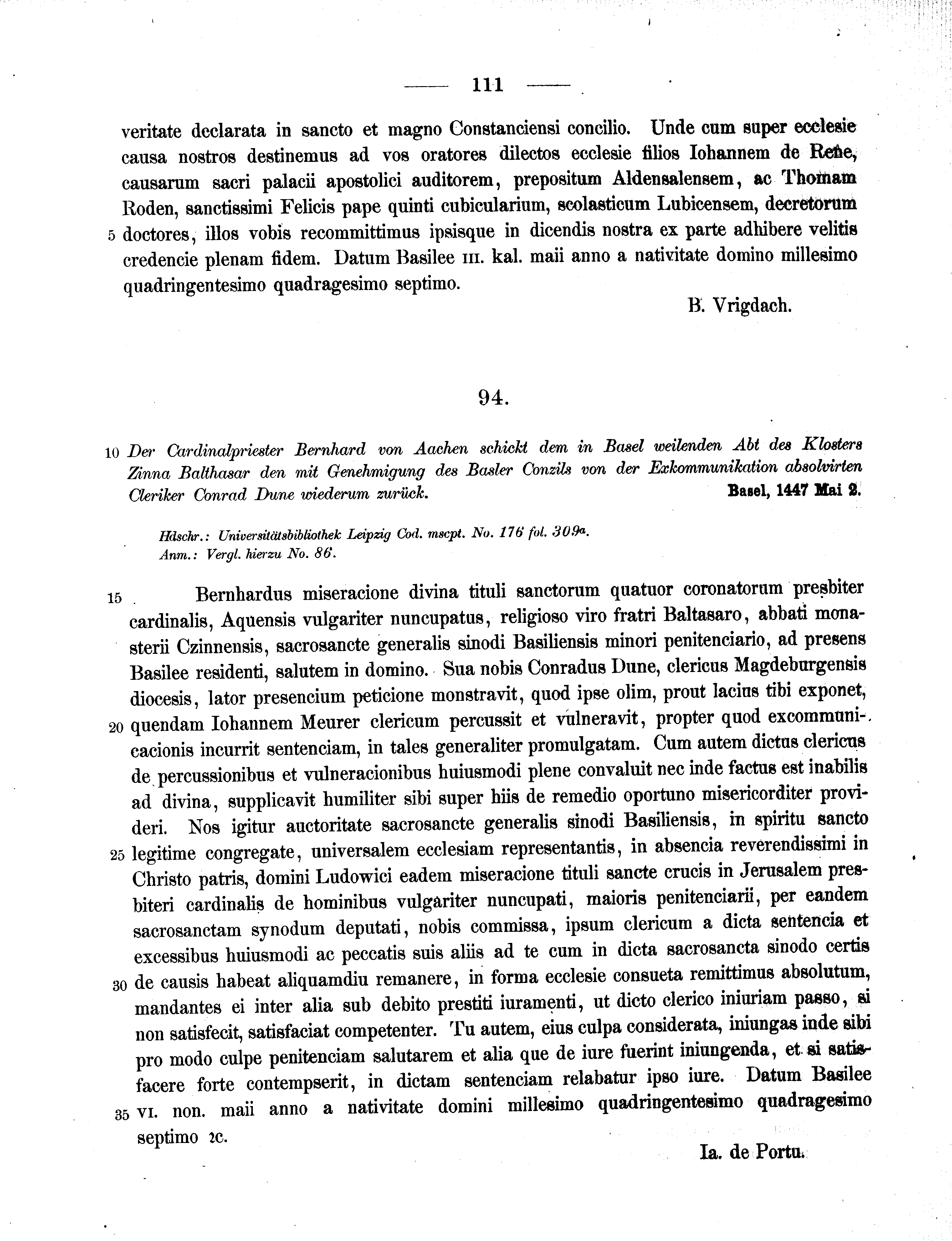 Historische Urkunde Seite 111 aus Band cds2_11