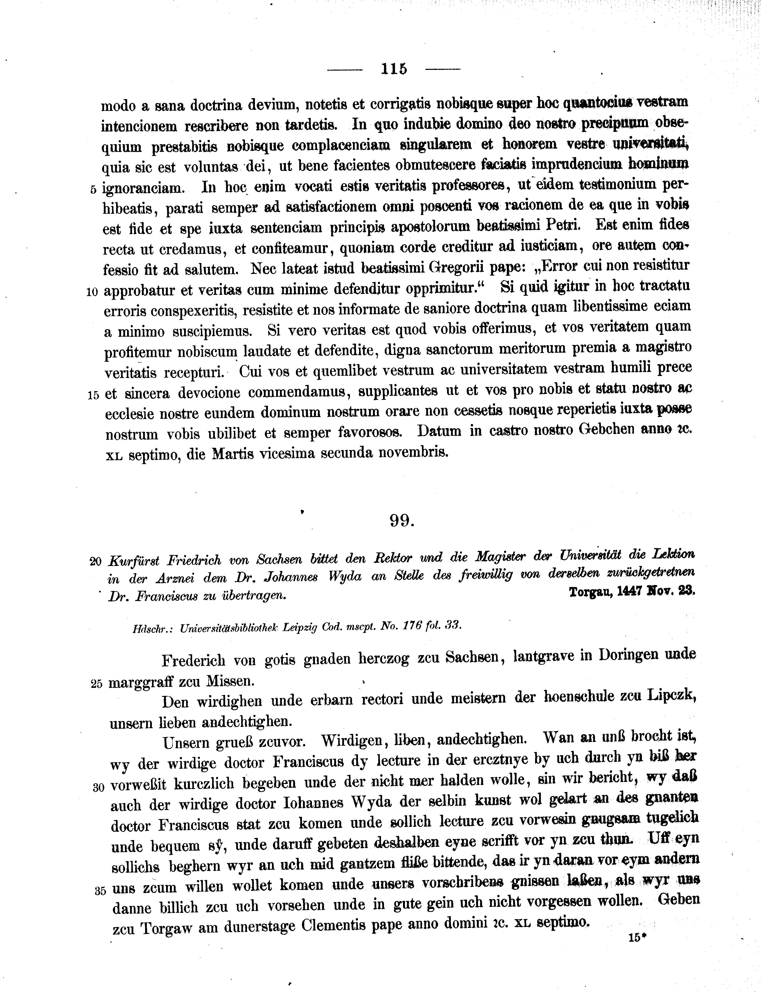 Historische Urkunde Seite 115 aus Band cds2_11