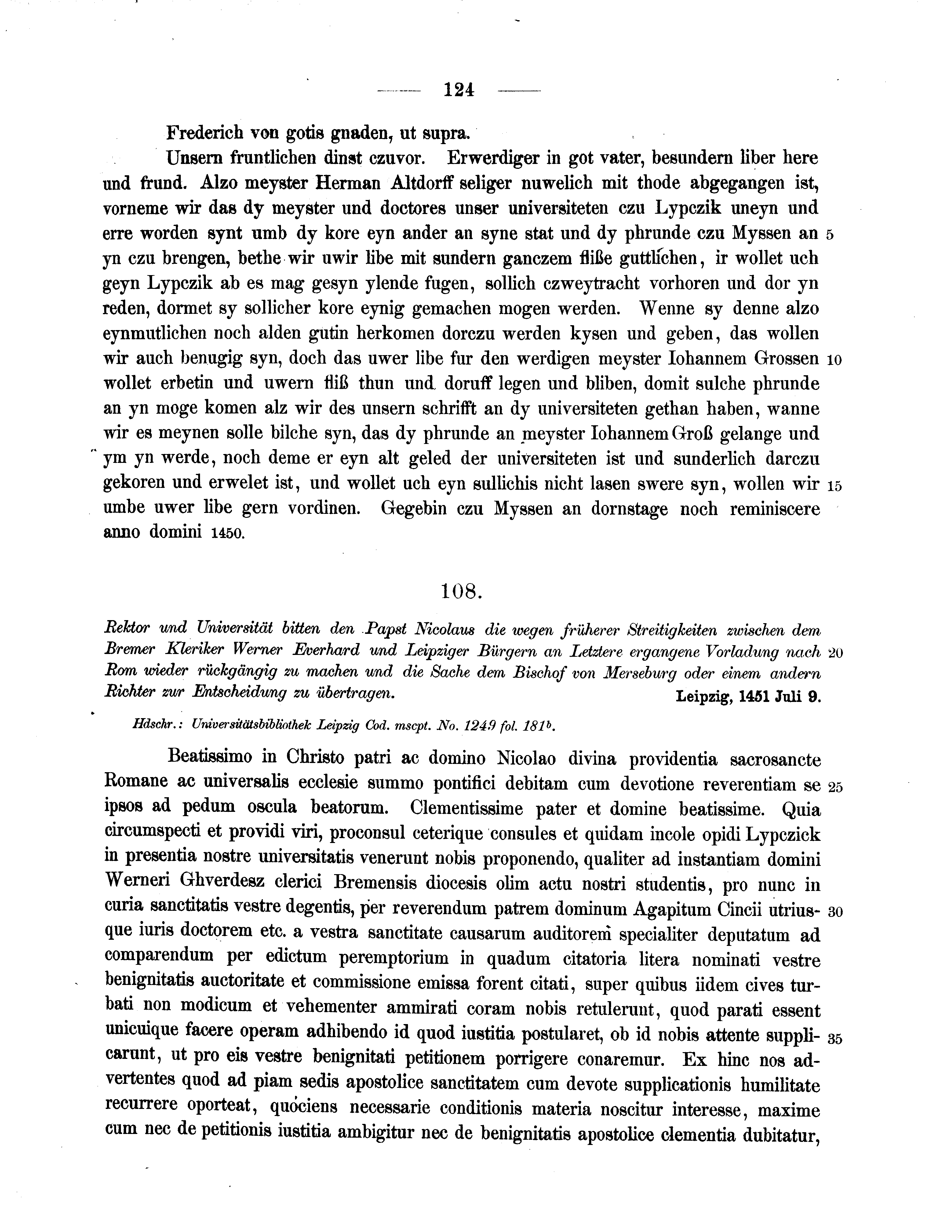 Historische Urkunde Seite 124 aus Band cds2_11