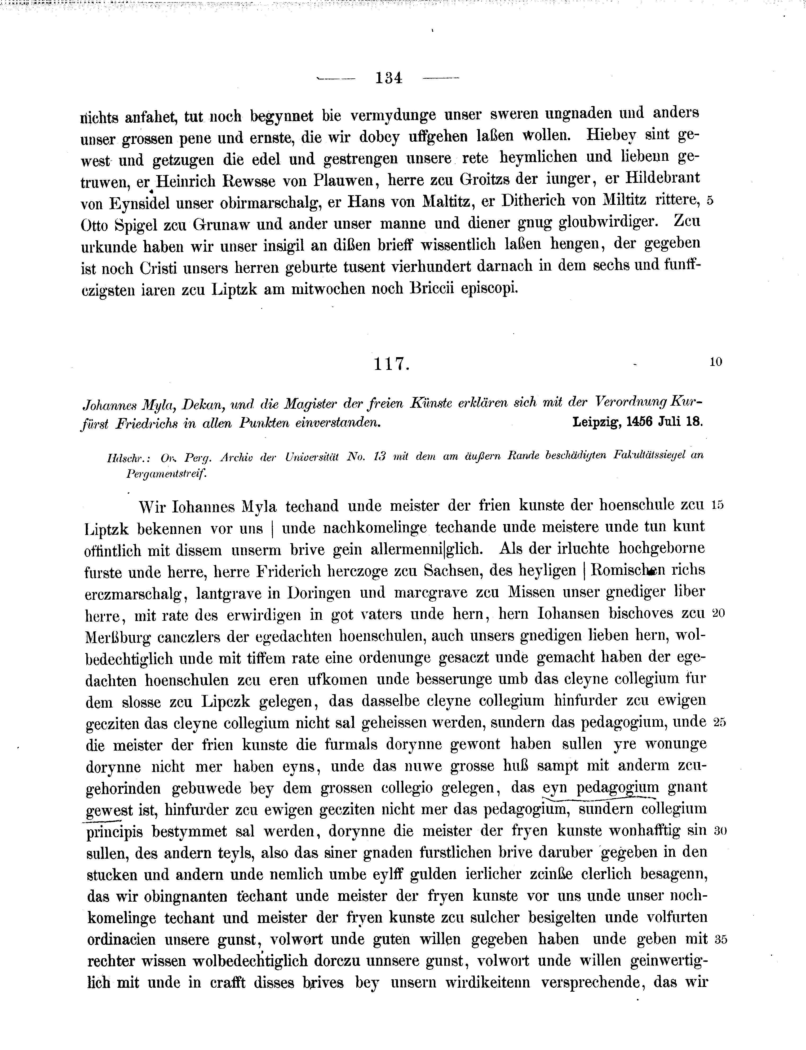 Historische Urkunde Seite 134 aus Band cds2_11