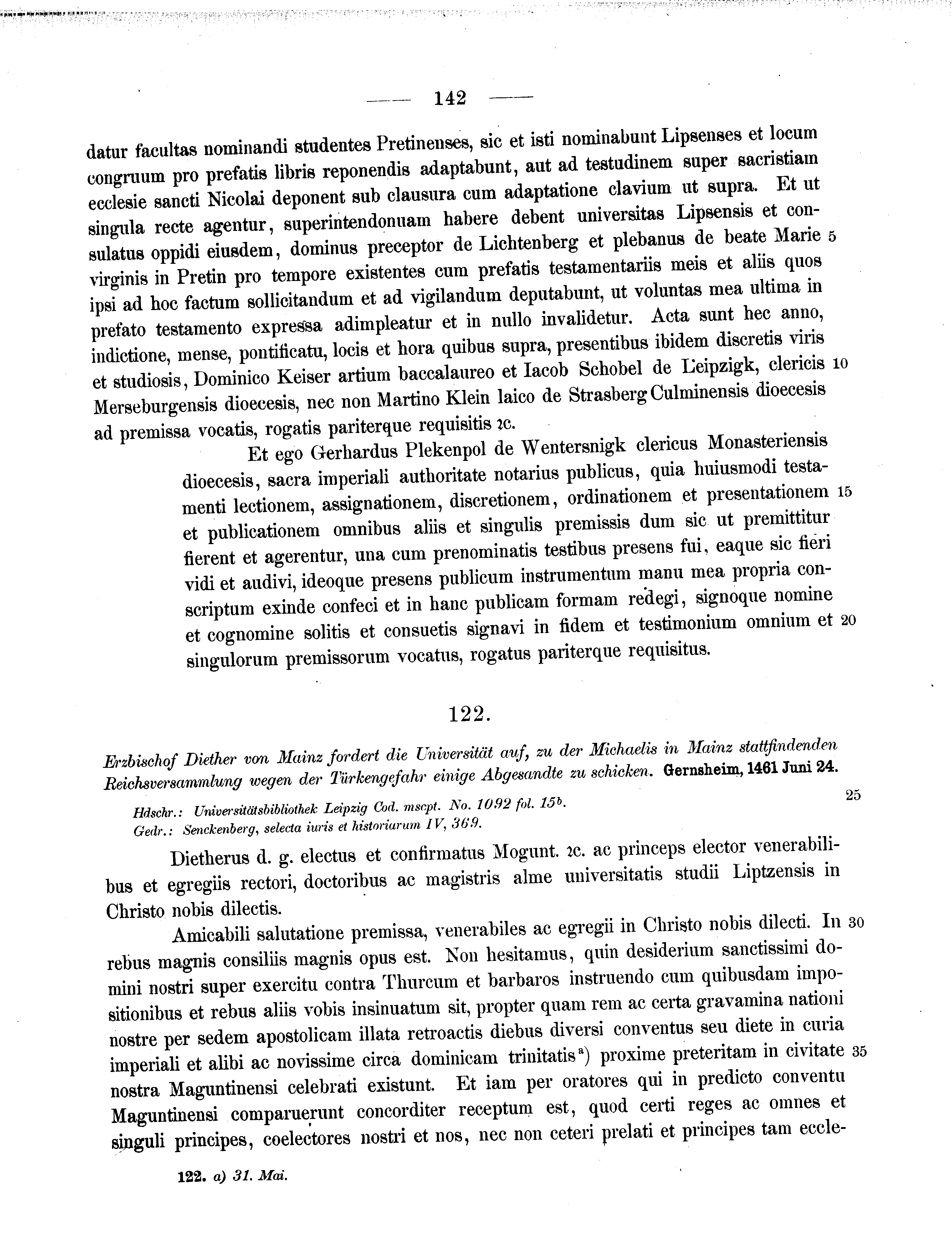 Historische Urkunde Seite 142 aus Band cds2_11